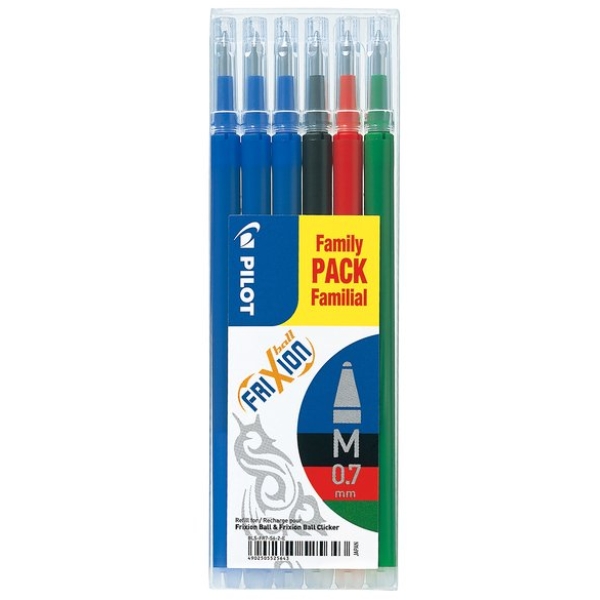 PILOT - SET 6 RICARICHE FRIXION BALL E CLICKER ROSSA/NERA/BLU/VERDE