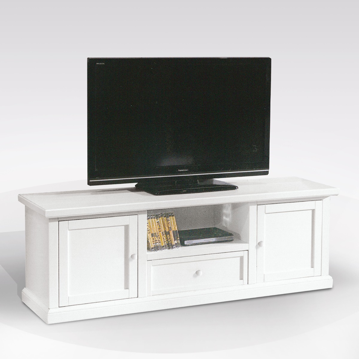 PORTA TV IN LEGNO CM 160X45 H. 56 BIANCO OPACO 