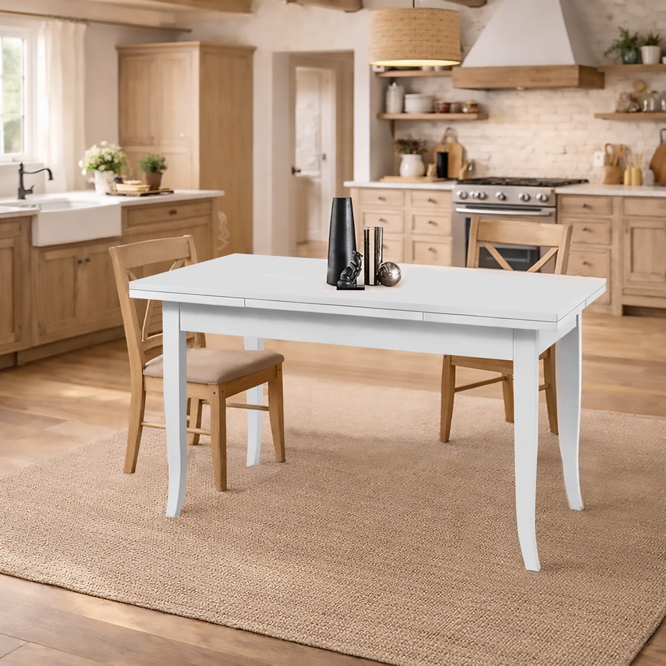 TAVOLO ALLUNGABILE CM 120X80 BIANCO OPACO