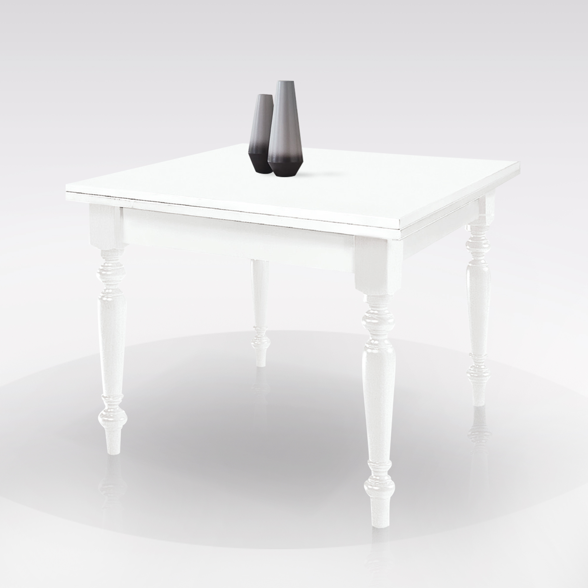 TAVOLO A LIBRO CM 100X100 BIANCO OPACO