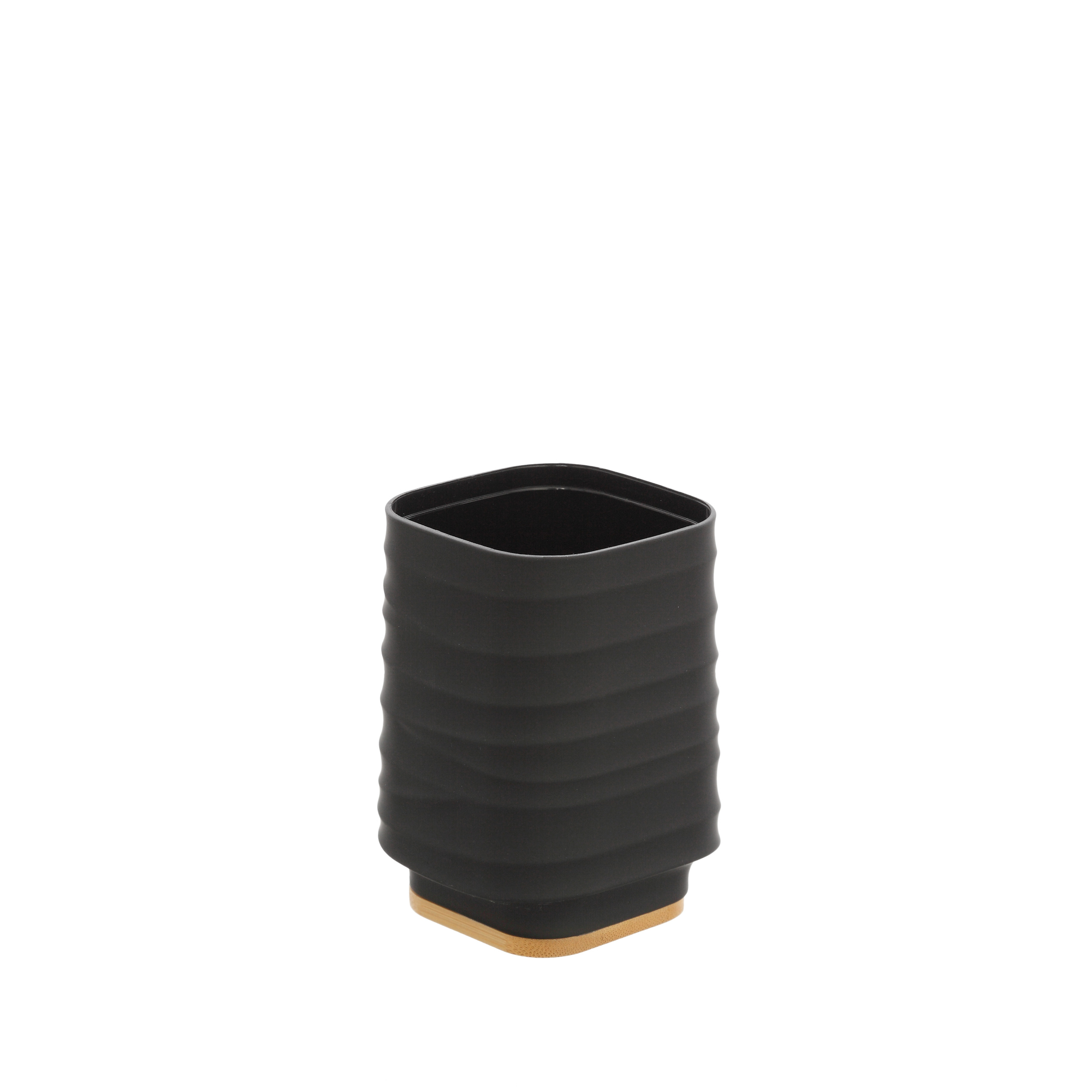 LINEA ALABAMA - BICCHIERE PORTASPAZZOLINI IN PLASTICA ABS E BAMBU' NERO