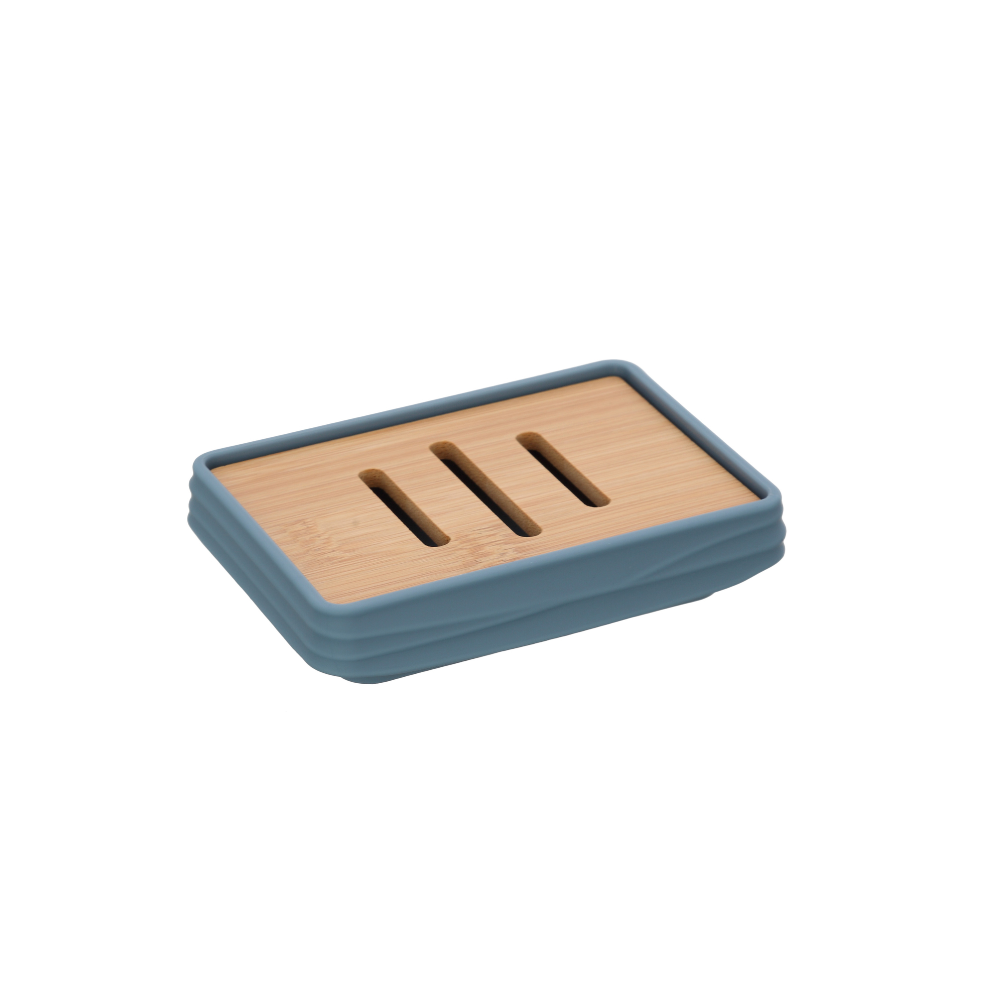 LINEA ALABAMA - PORTA SAPONE IN PLASTICA ABS E BAMBU' BLU PASTELLO 