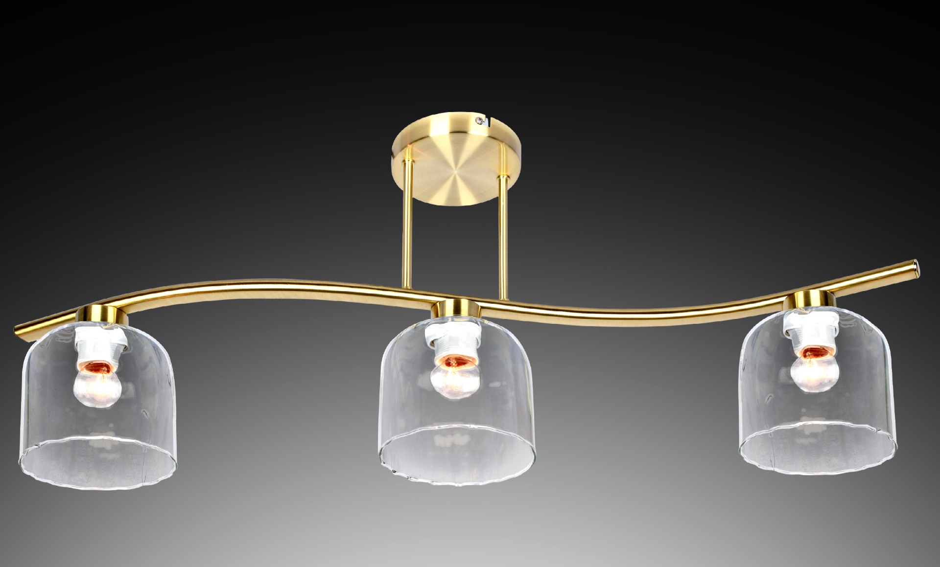 PLAFONIERA CANDICE OTTONE IN VETRO TRASPARENTE H 38CM - 3XE27 42W