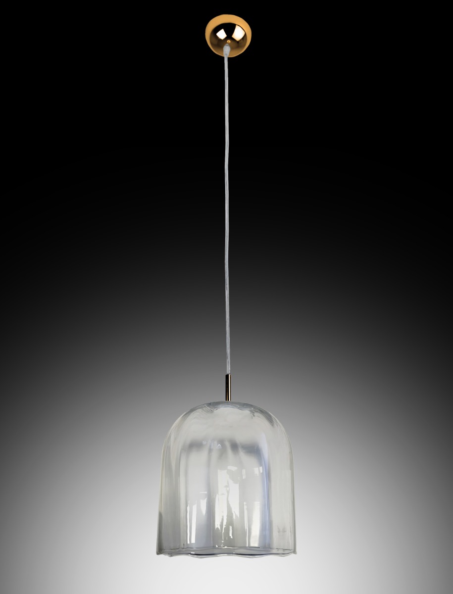 LAMPADARIO CANDICE OTTONE IN VETRO TRASPARENTE H 130CM - 1XE27 72W