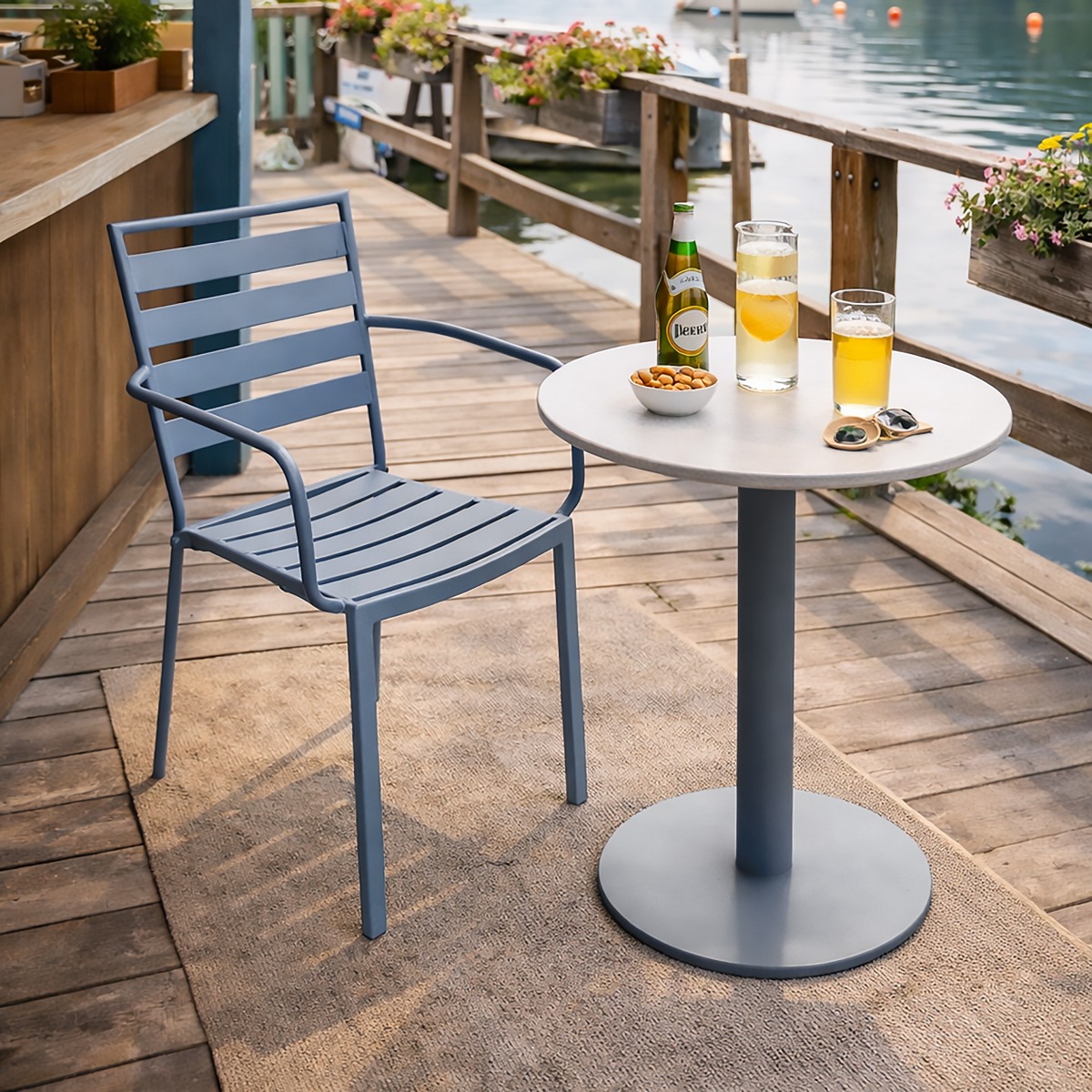 SEDIA DA ESTERNO MOD. SANTORINI EVO IN ACCIAIO CARTA DA ZUCCHERO