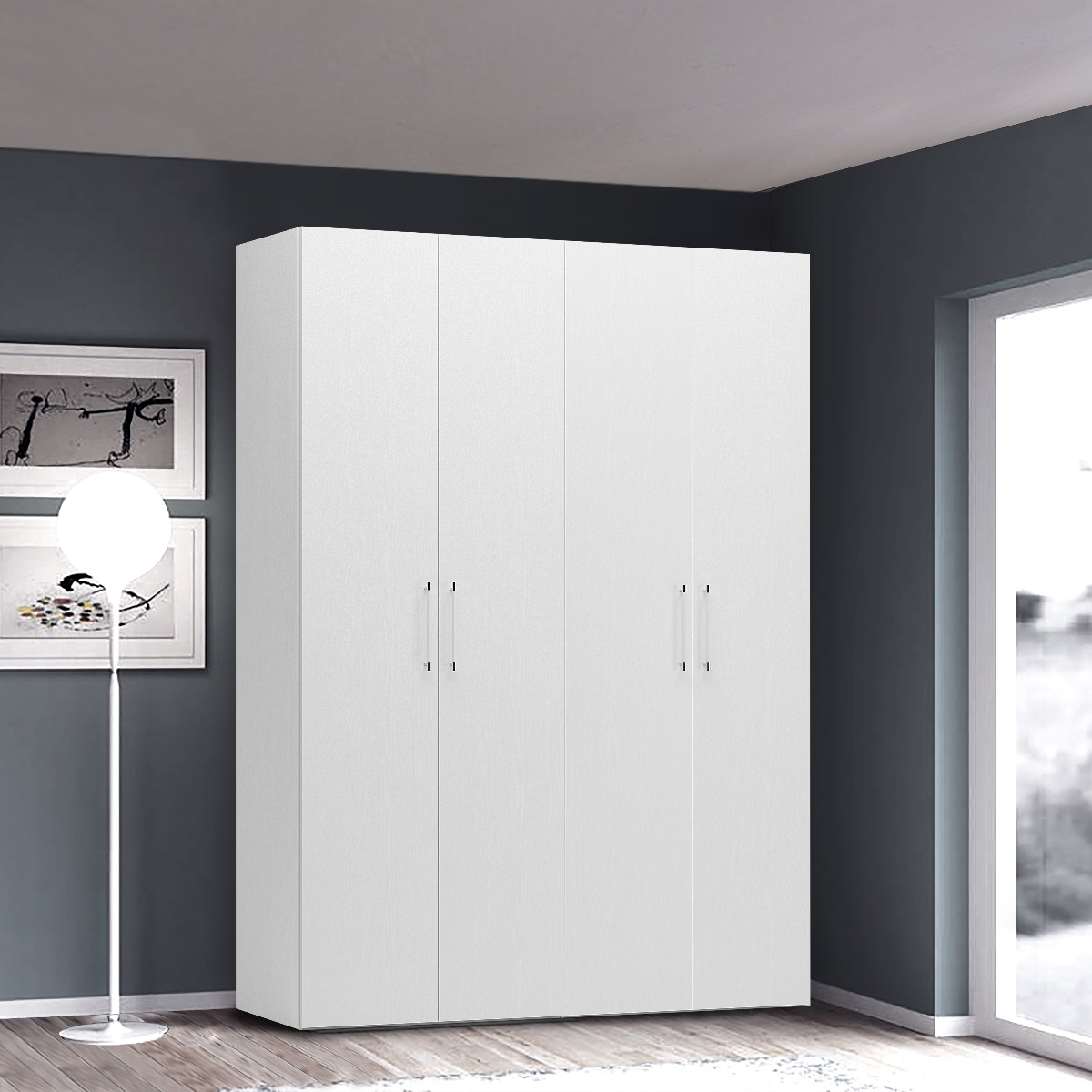 ARMADIO MOD. BASIC CM 181X58 H. 247 BIANCO FRASSINATO 
