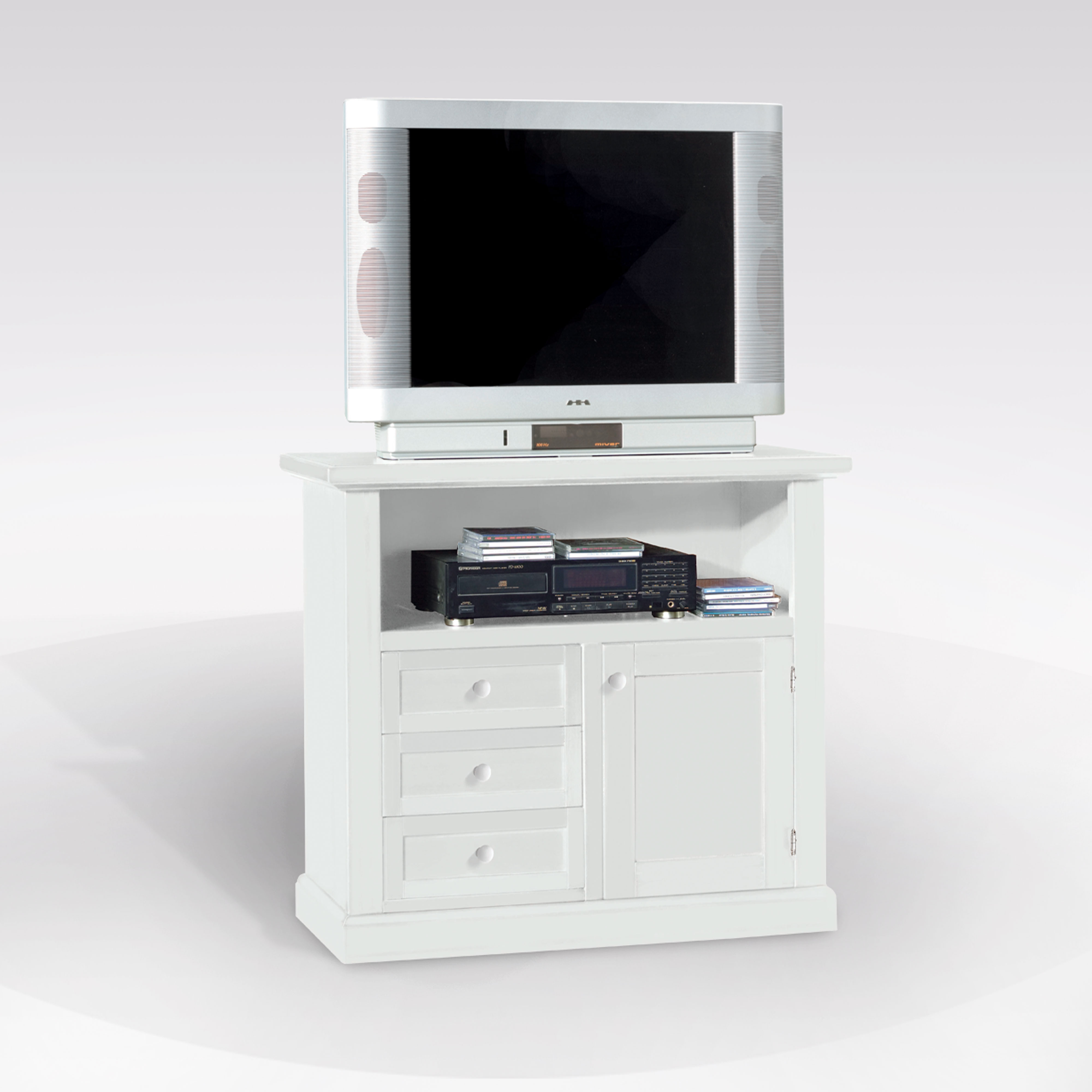 PORTA TV IN LEGNO CM 84X40 H. 80 BIANCO OPACO