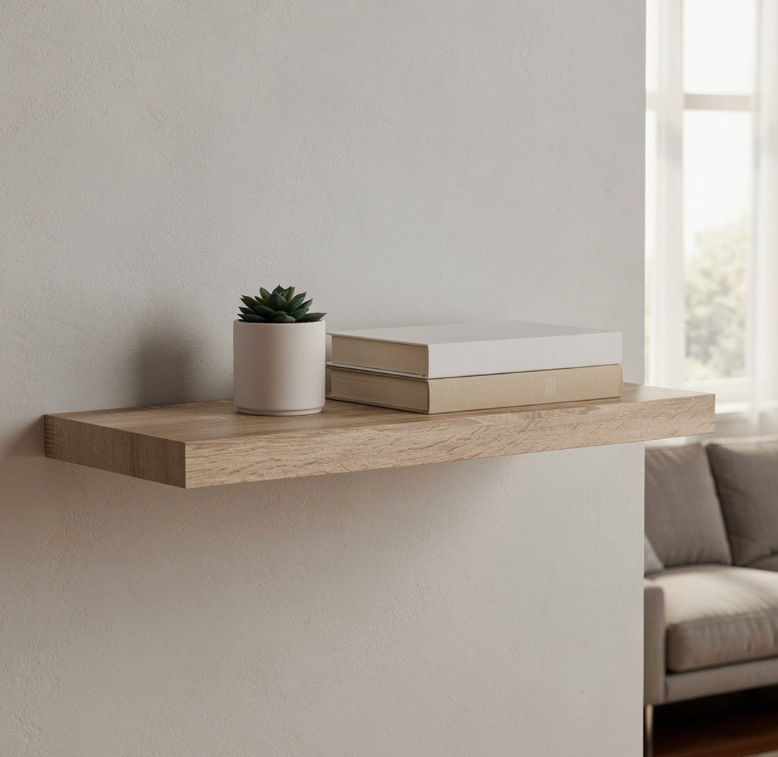 MENSOLA A MURO FIXY IN MDF CM 60X23.5 ROVERE NATURALE 