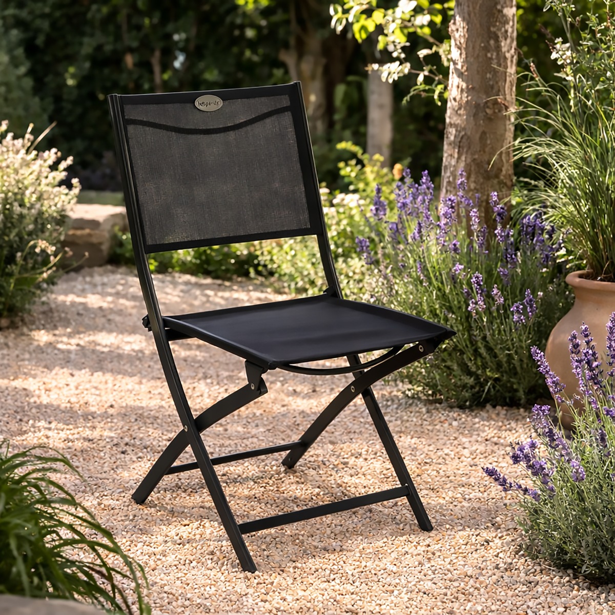 SEDIA PIEGHEVOLE DA ESTERNO MODULA ANTRACITE E TEXTILENE ANTRACITE