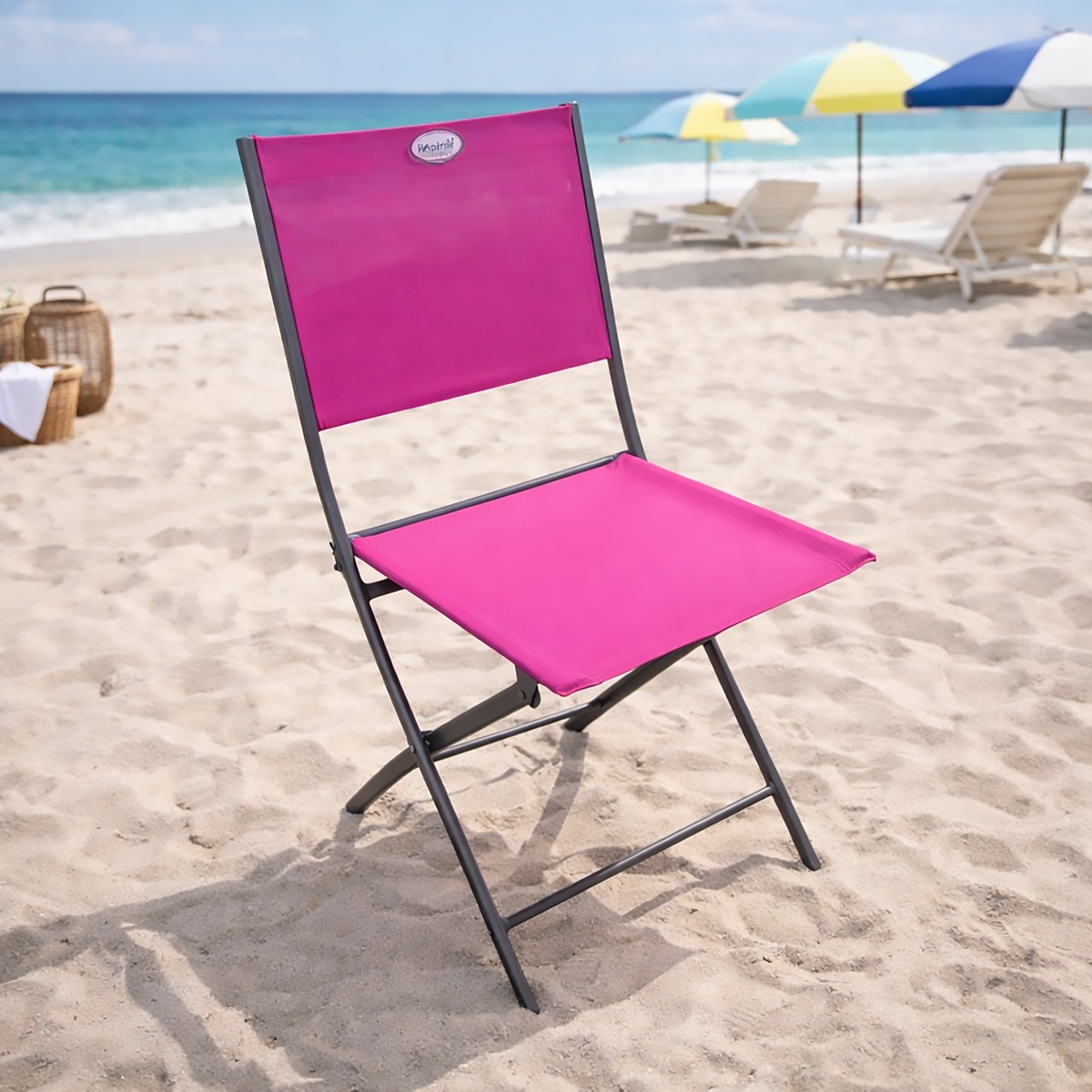 SEDIA PIEGHEVOLE DA ESTERNO MODULA ANTRACITE E TEXTILENE FUCSIA