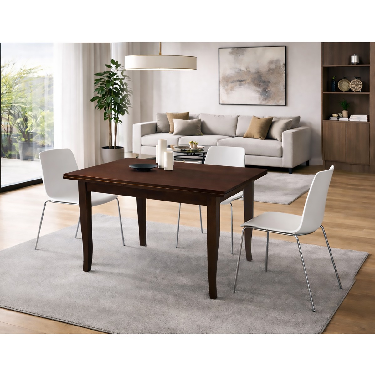 TAVOLO ALLUNGABILE CM 140X80 IN LEGNO TINTA NOCE