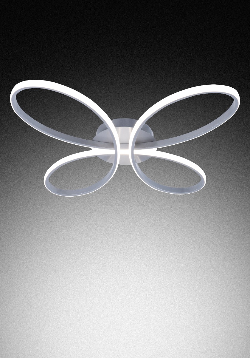 PLAFONIERA A LED FARFALLA ARGENTO 55X51.5 H. 8CM - 38W 3000-6000K 2180lm 