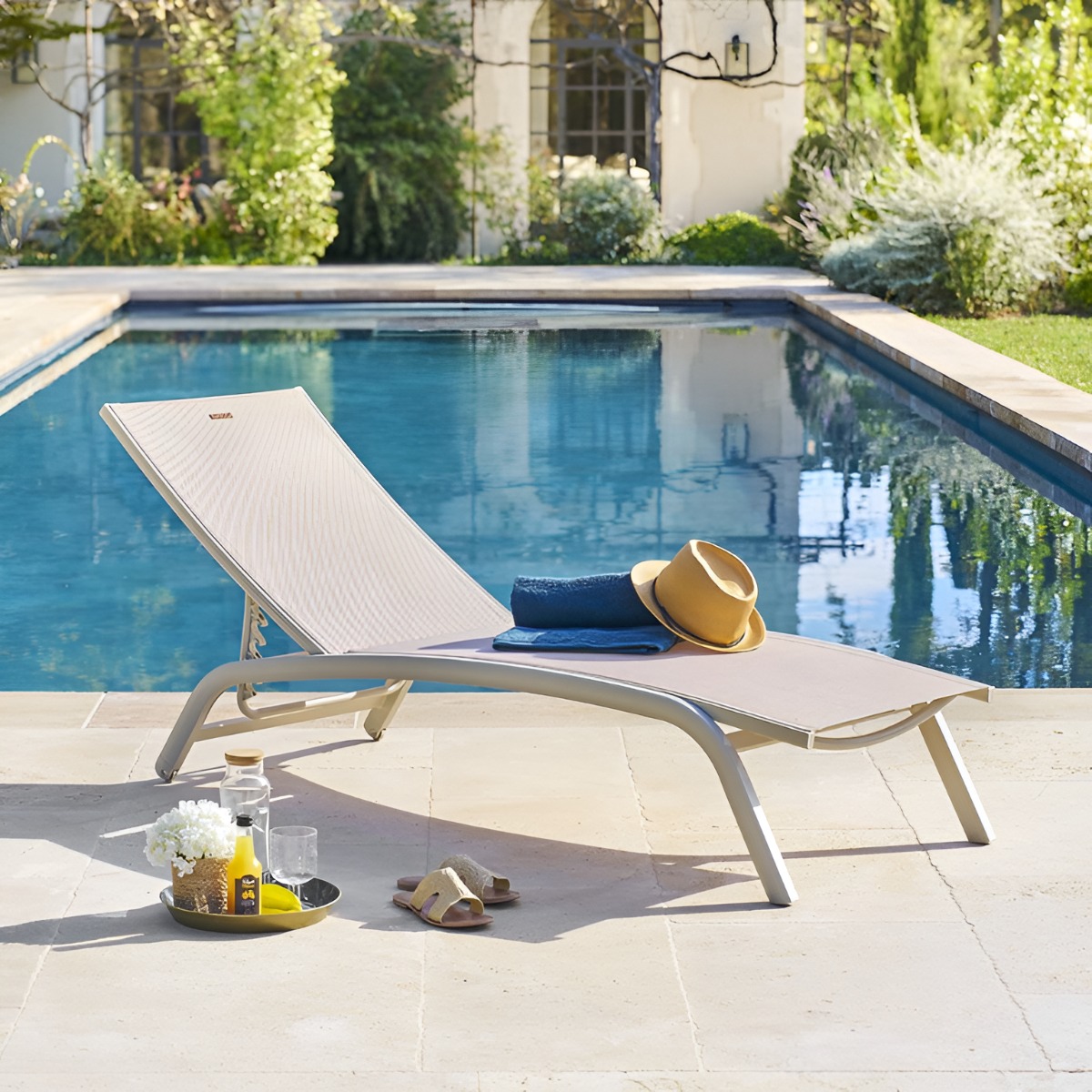 LETTINO DA ESTERNO MOD. BONAO ARGILLA E TEXTILENE LINO 