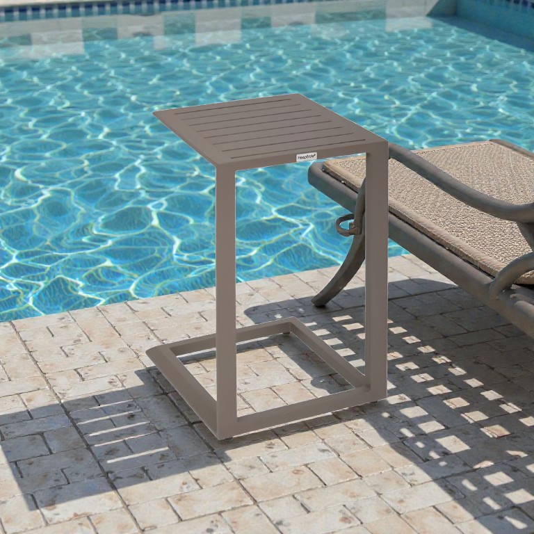 TAVOLINO MOD. EVASION CM 38X38 H.56.5 IN ALLUMINIO CAFFE'