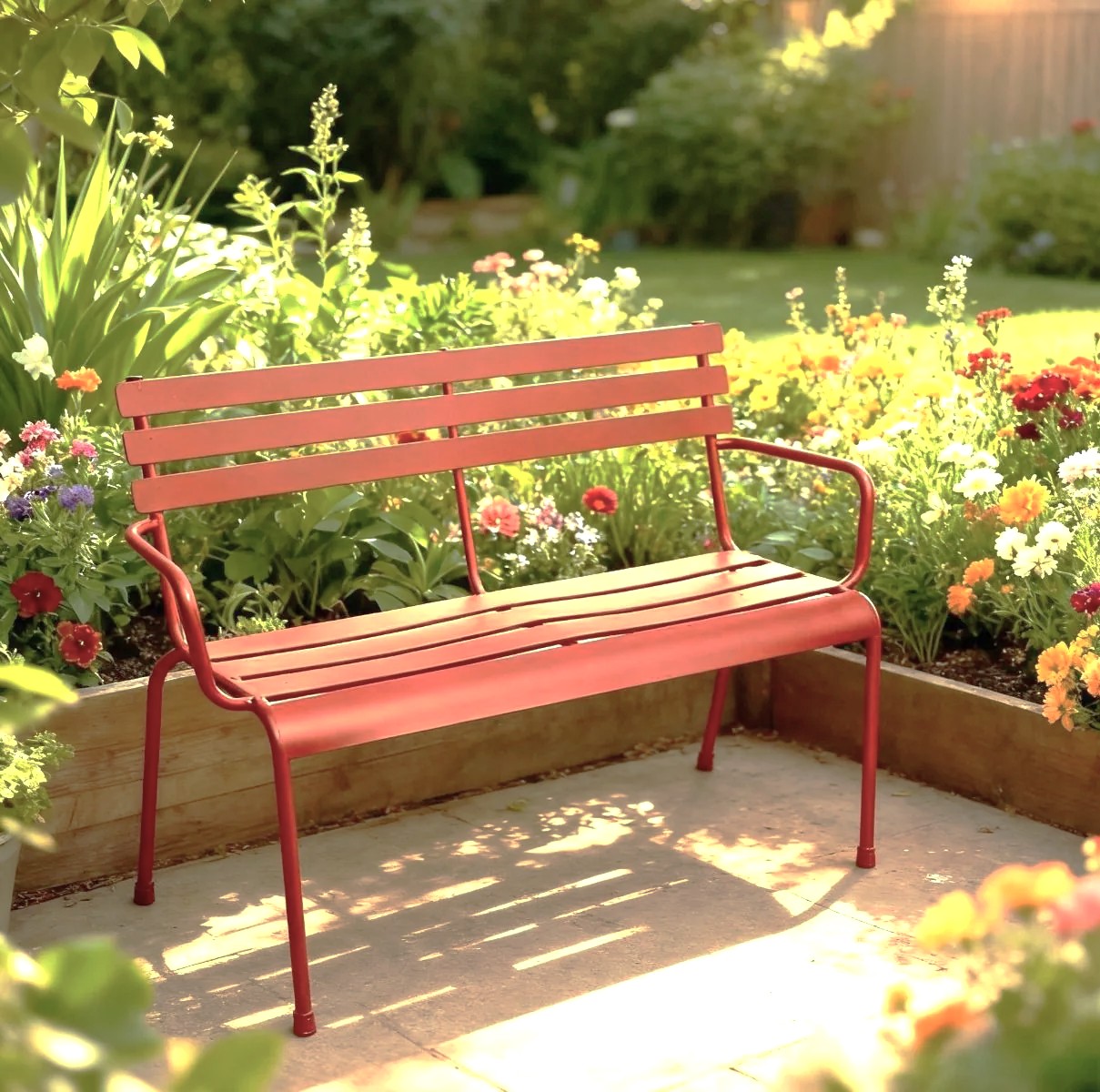 PANCHINA DA ESTERNO GREENSBORO 114X56 H.79 IN ACCIAIO MATTONE 