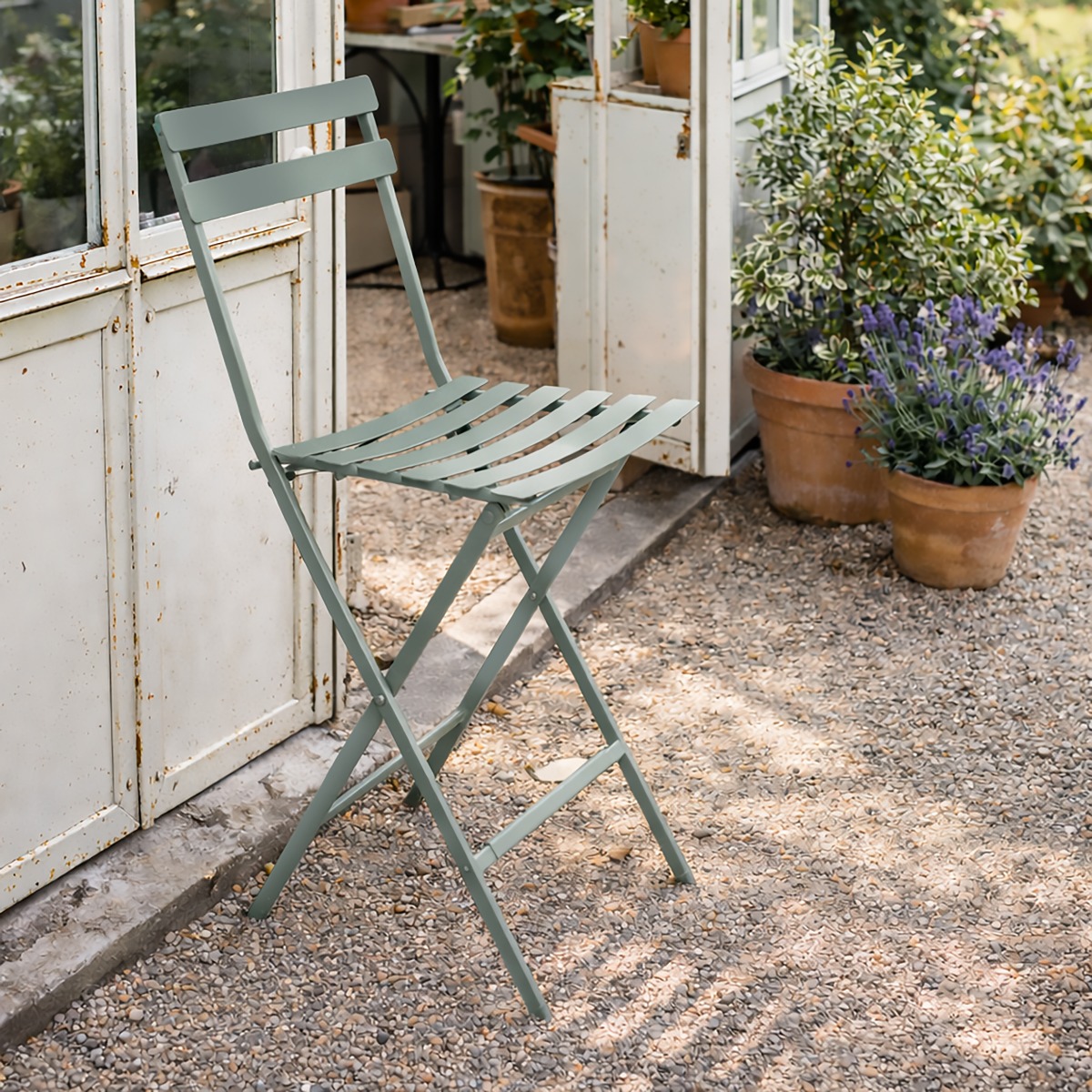 SGABELLO DA ESTERNO MOD. GREENSBORO ACCIAIO VERDE OLIVA