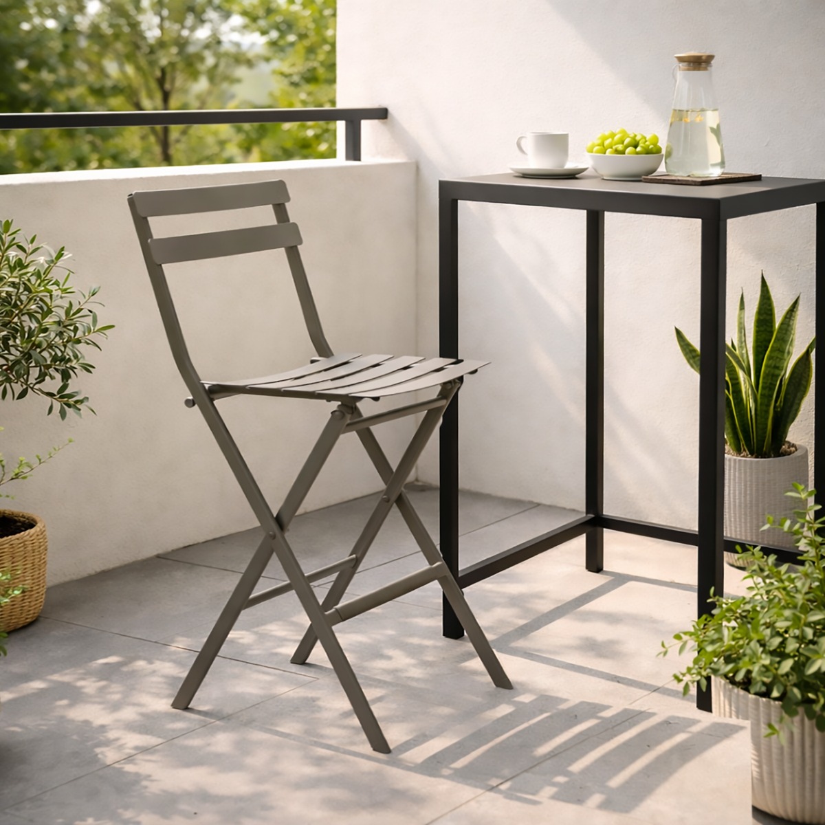 SGABELLO DA ESTERNO MOD. GREENSBORO ACCIAIO TORTORA