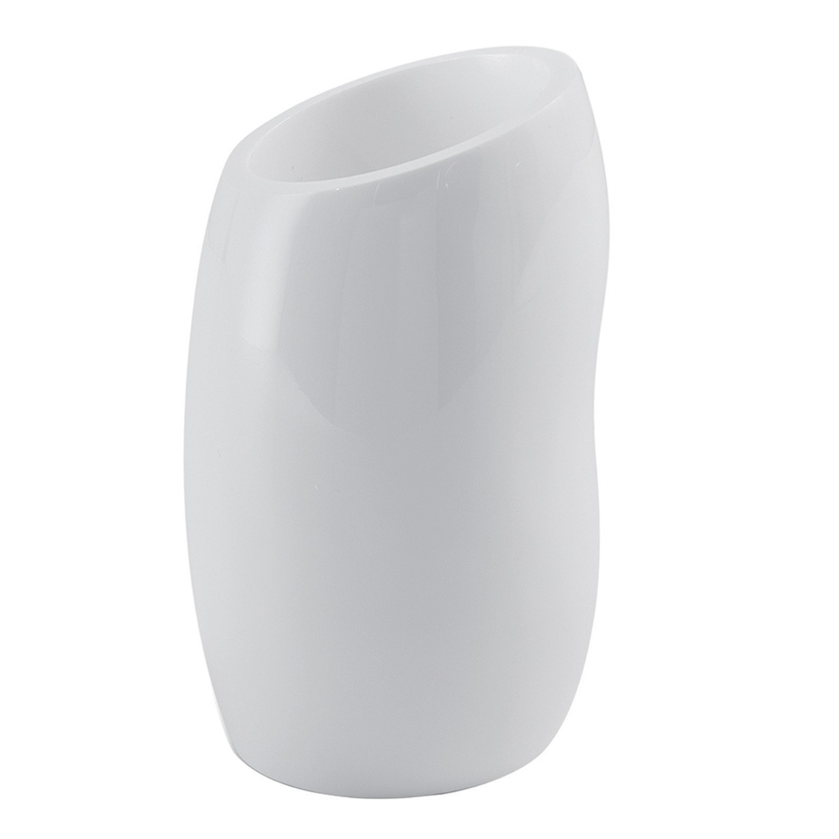 LINEA ISIDE - BICCHIERE PORTASPAZZOLINI IN RESINA E SABBIA BIANCO LUCIDO