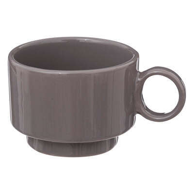 SET 4 TAZZINE CON MANICO IN GRES LINEA RETRO 10CL GRIGIO