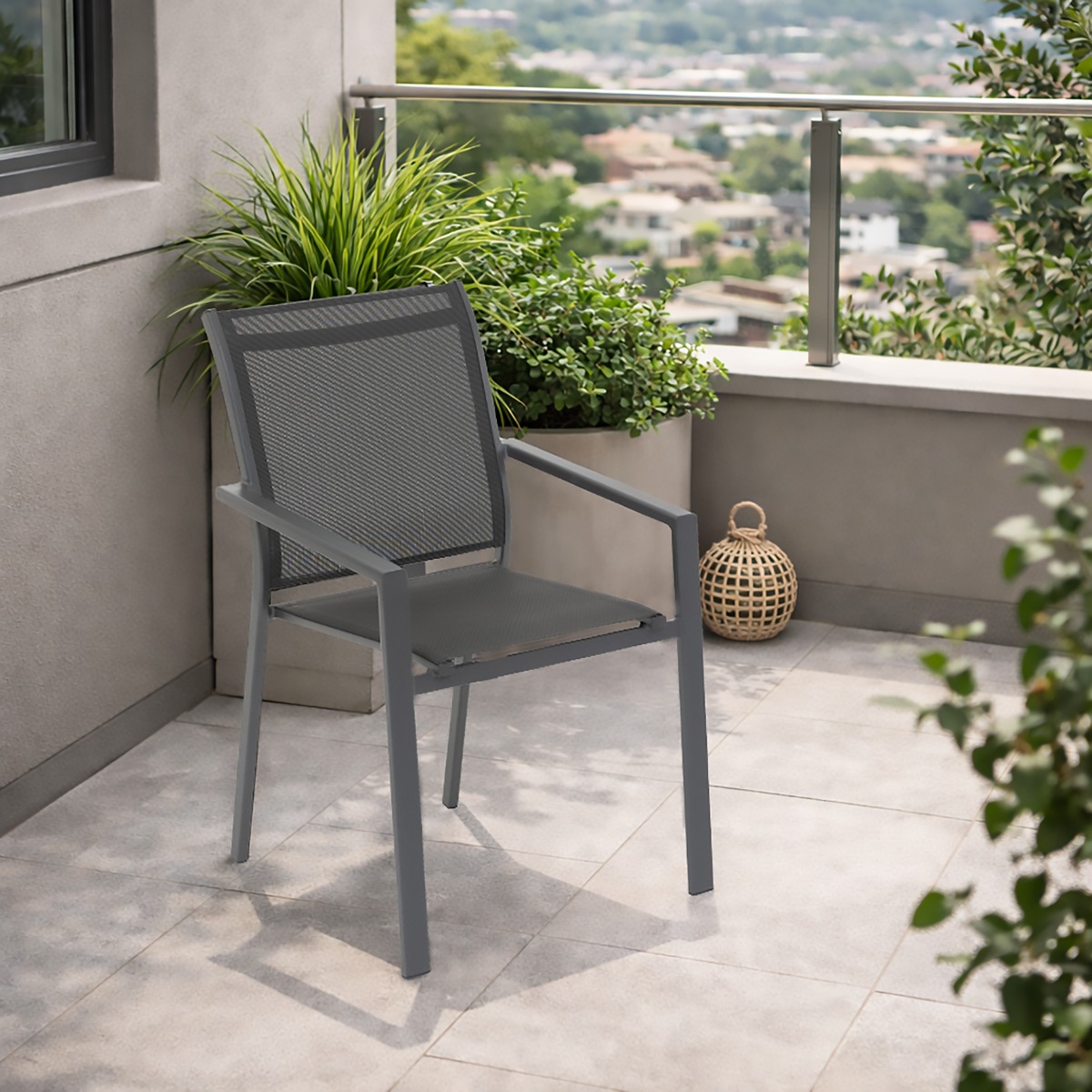 SEDIA DA ESTERNO MOD. ESSENTIA GRAFITE E TEXTILENE ANTRACITE