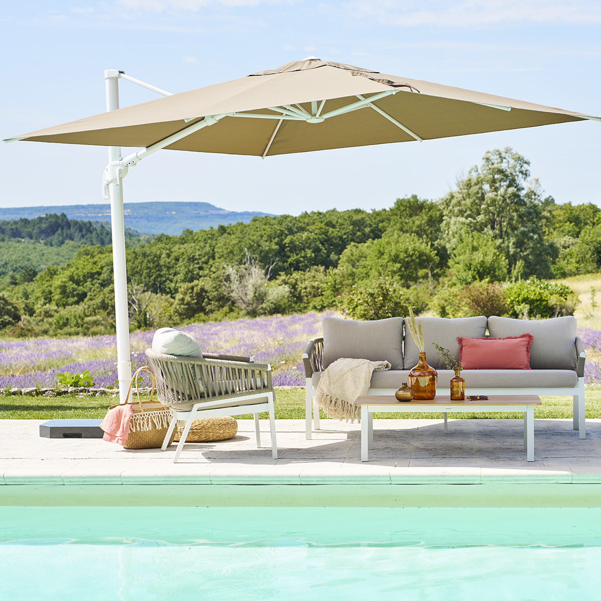 OMBRELLONE A BRACCIO MOD. MELHIA MT 3X3 NOCCIOLA