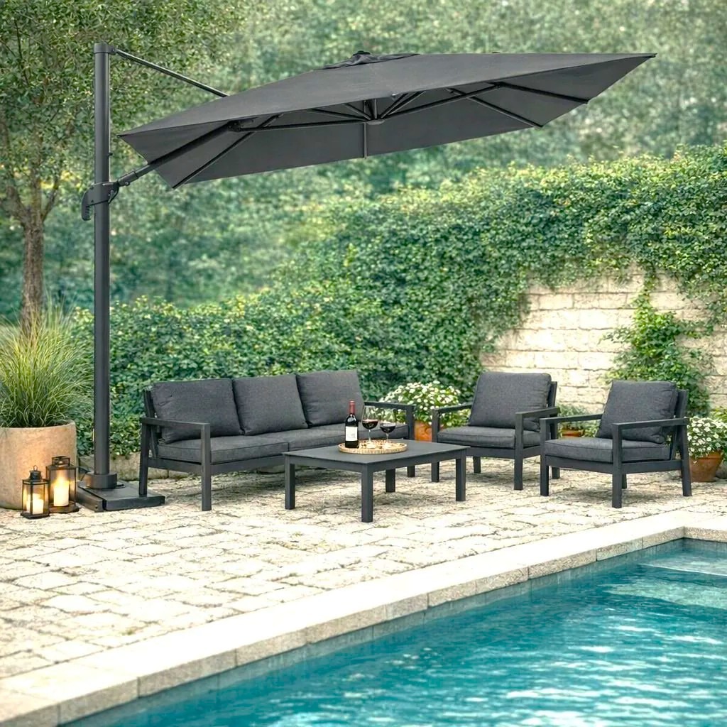 OMBRELLONE A BRACCIO MOD. MELHIA MT 3X4 ANTRACITE