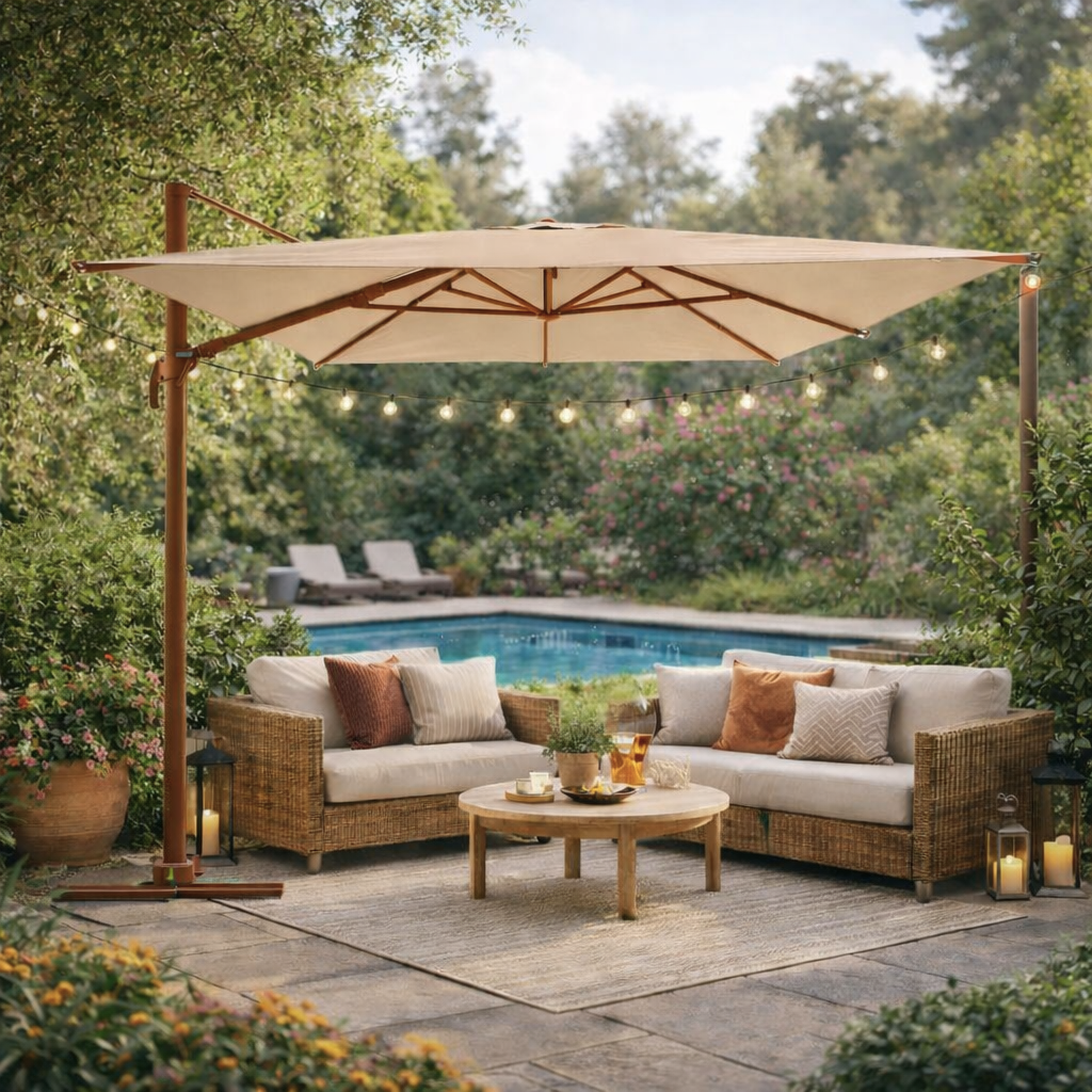 OMBRELLONE A BRACCIO MOD. MELHIA 3X4MT TERRACOTTA/LINO