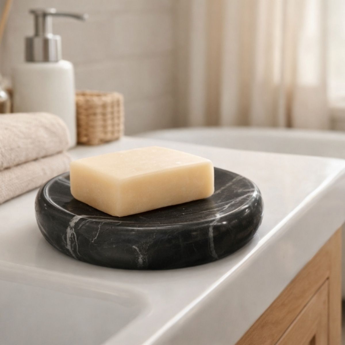 PORTASAPONE IN MARMO NERO