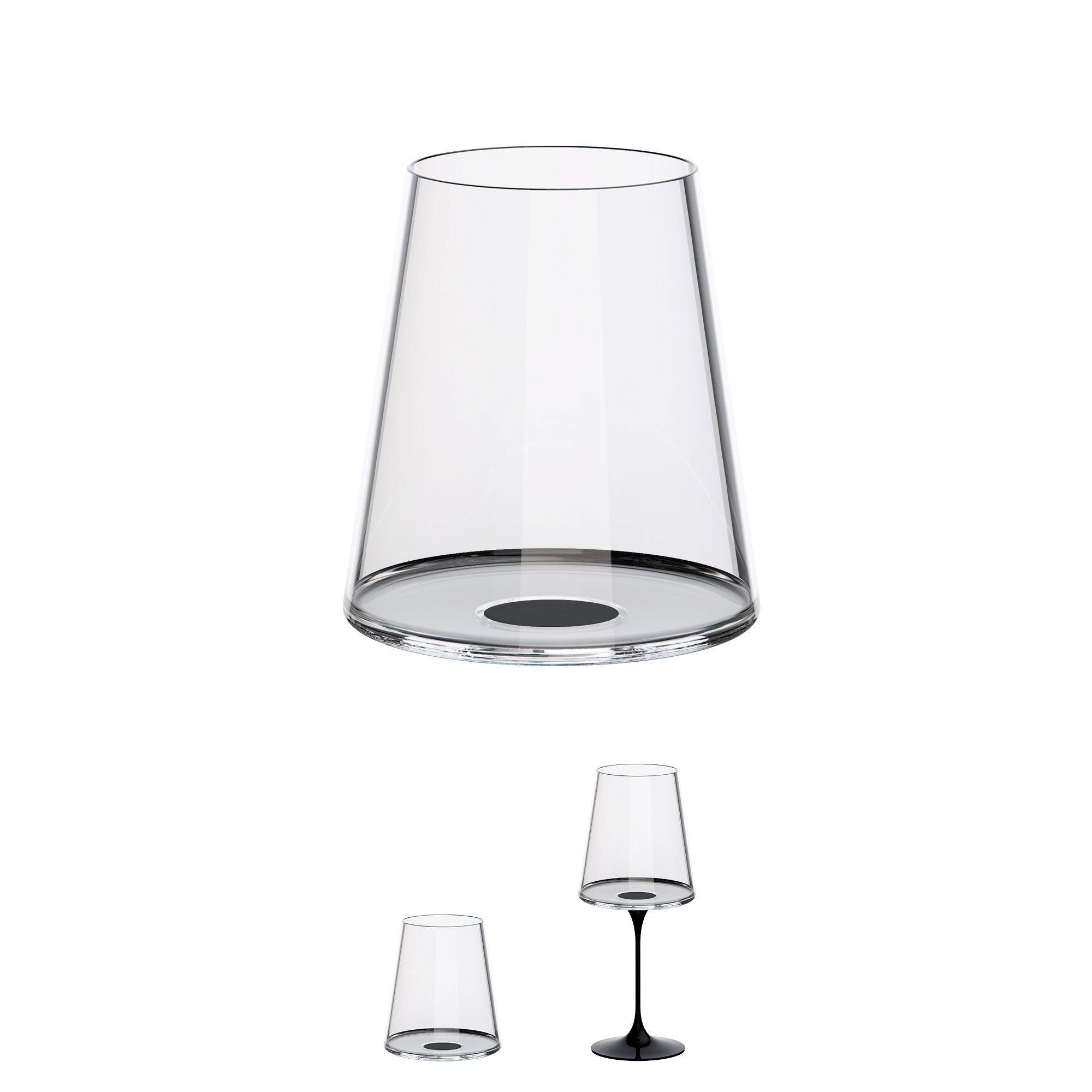 LINEA SPITGLASS - SET 2 BICCHIERI PER VINO ROSSO 45CL CON INSERTO NERO 