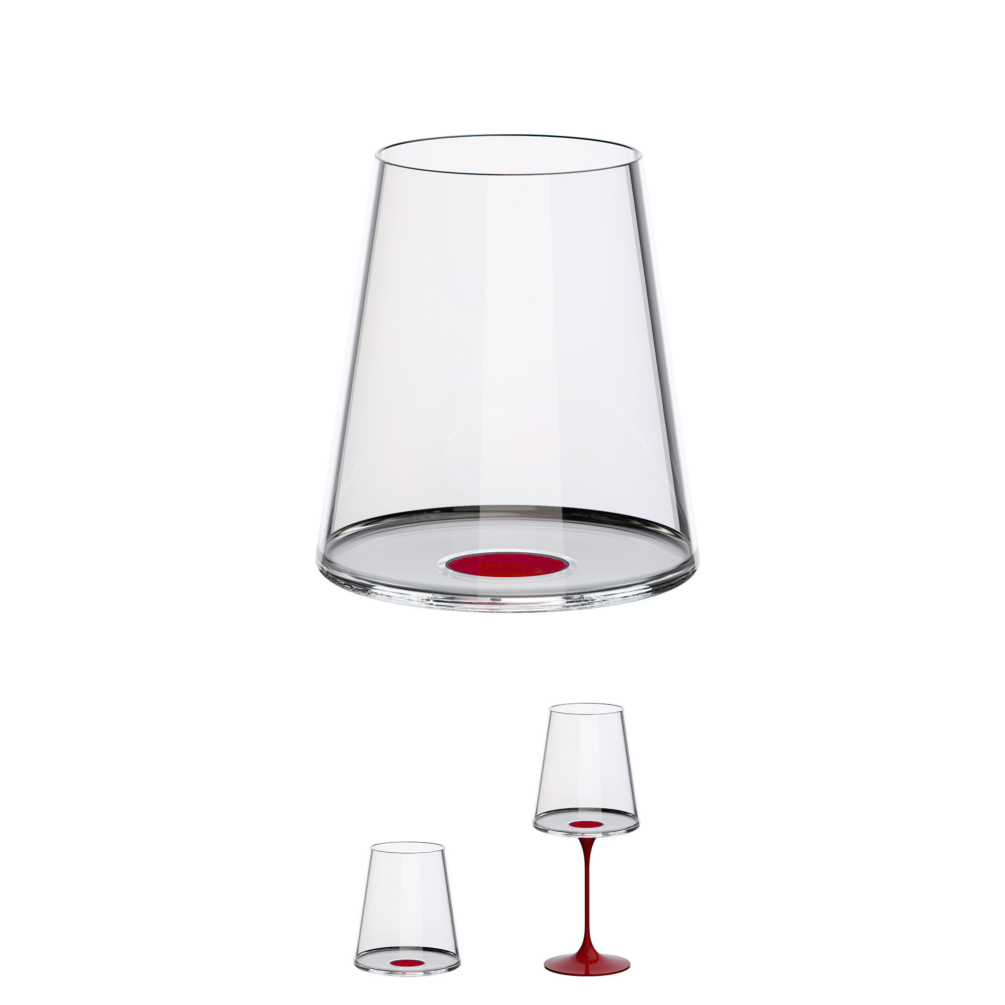 LINEA SPLITGLASS - SET 2 BICCHIERI PER VINO ROSSO 45CL CON INSERTO ROSSO