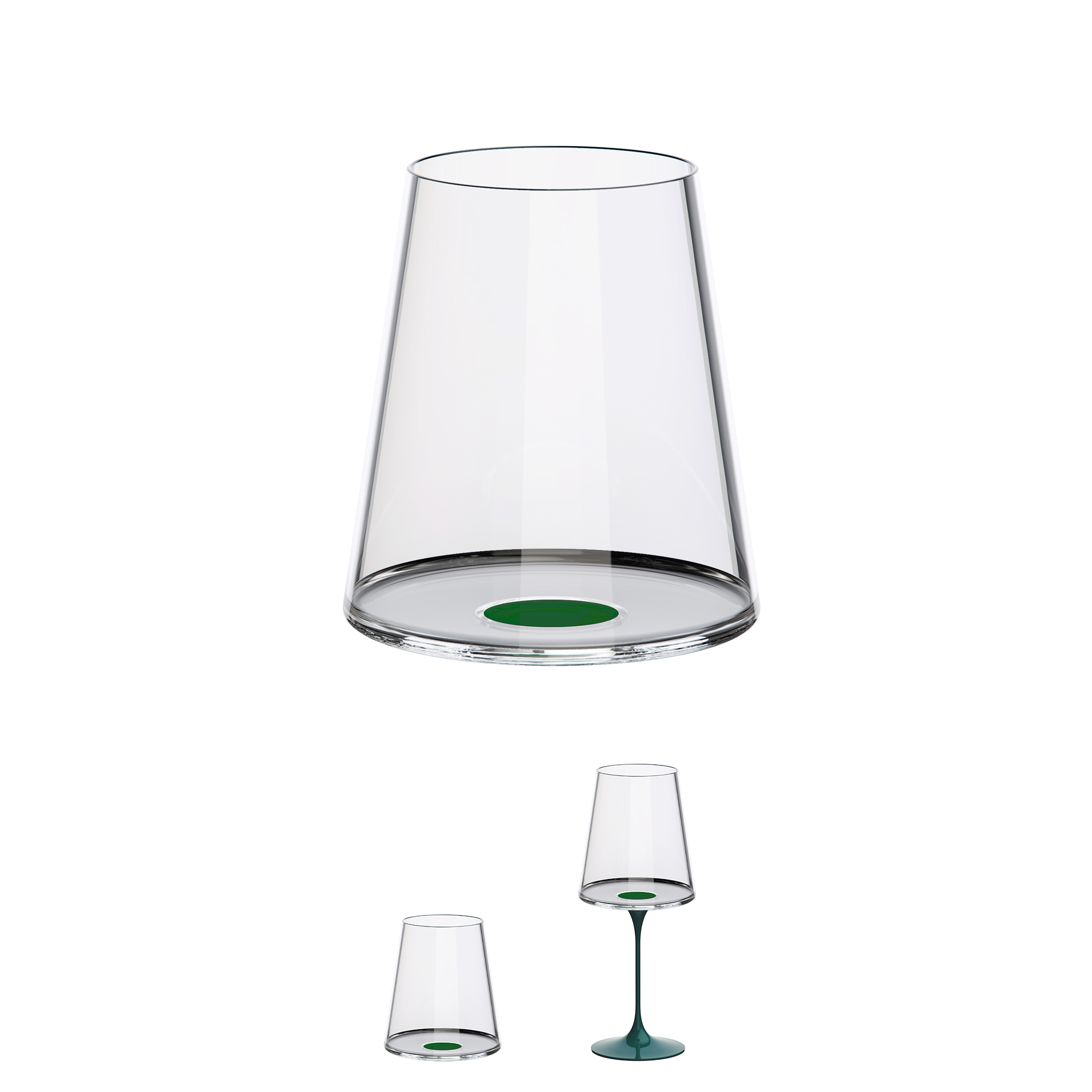 LINEA SPLITGLASS - SET 2 BICCHIERI PER VINO ROSSO 45CL CON INSERTO VERDE