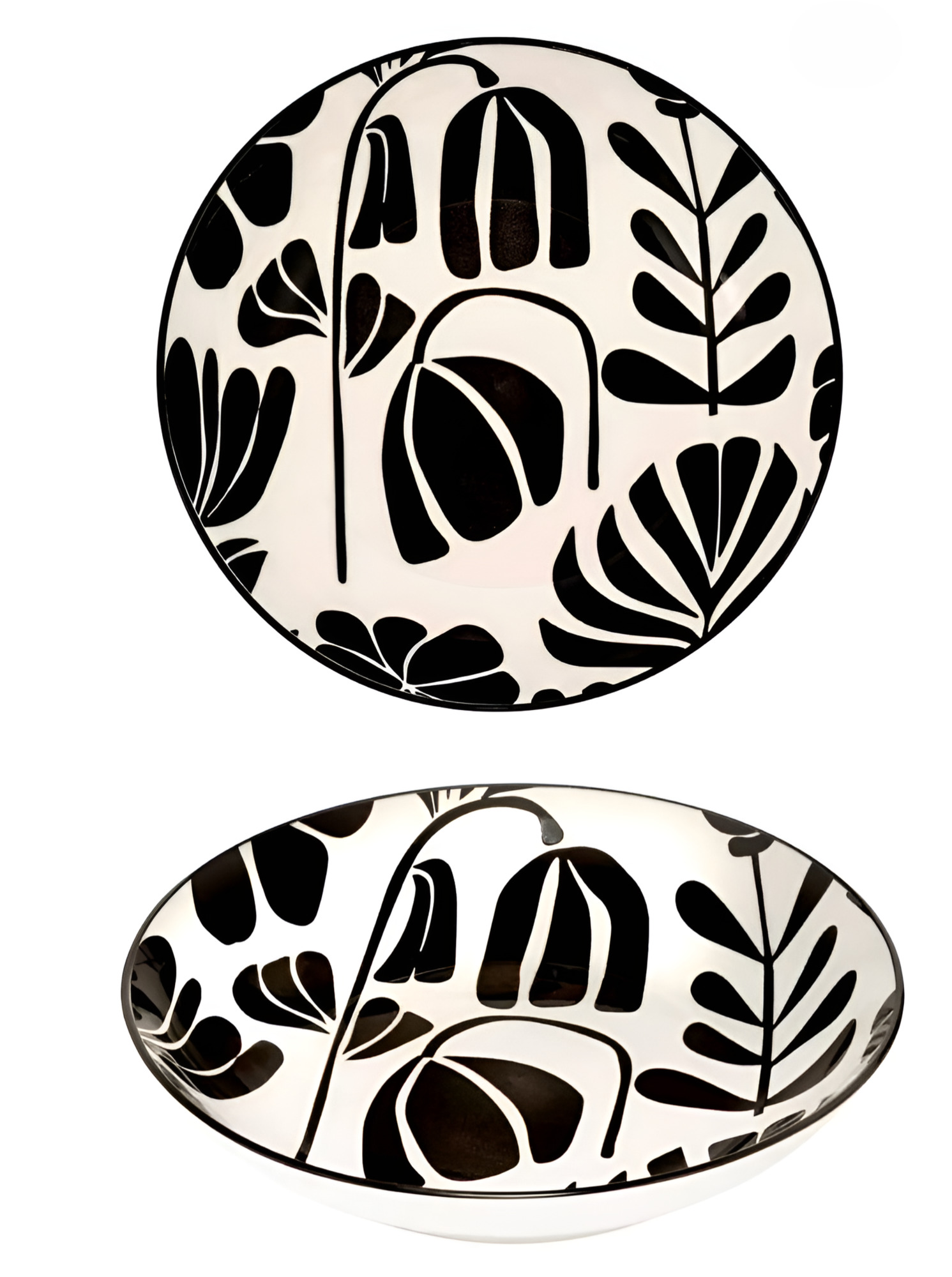 PIATTO FONDO IN CERAMICA LINEA TWISTED LIME DIAM.20CM BIANCO CON DECORO NERO