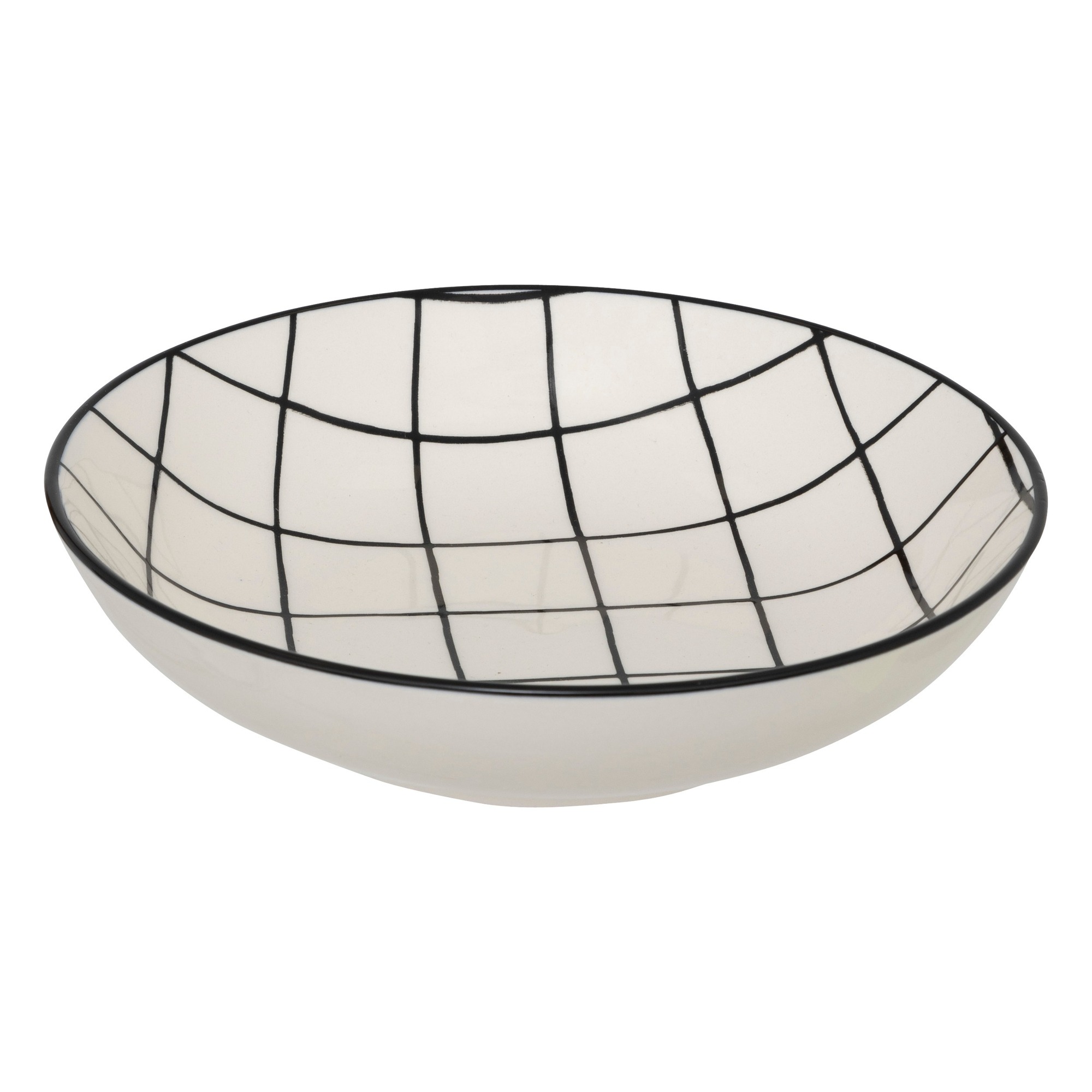 PIATTO FONDO MOD. CORNER IN CERAMICA A QUADRI 20.3X5CM