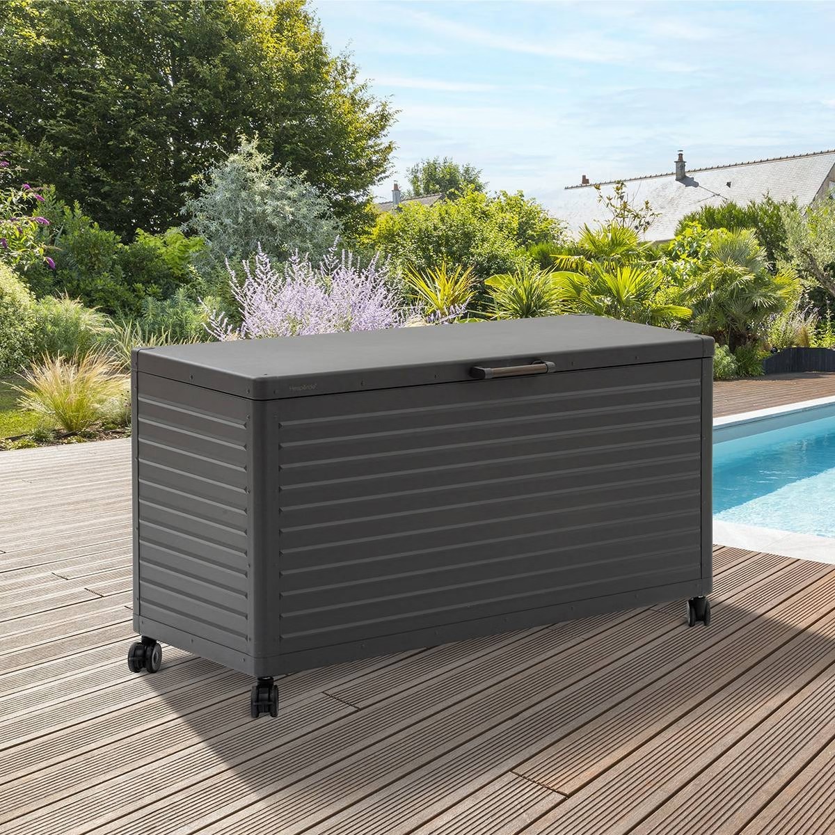 BAULE CONTENITORE DA ESTERNO EDENIO CM 130X78 H.60.4 ALLUMINIO GRAFITE