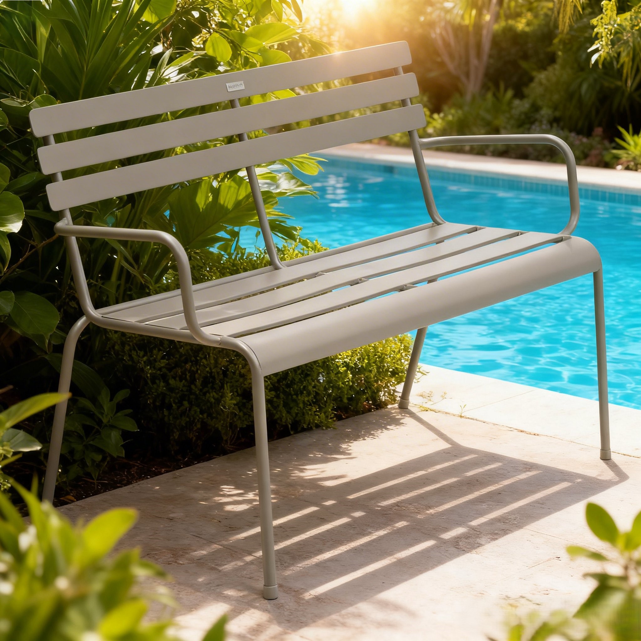 PANCHINA DA ESTERNO GREENSBORO 114X56 H.79 IN ACCIAIO CAFFE'