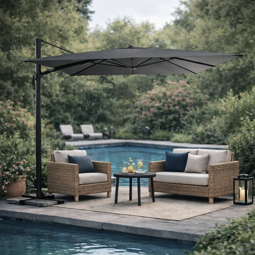 OMBRELLONE A BRACCIO MELHIA 3X4MT ANTRACITE/GRAFITE