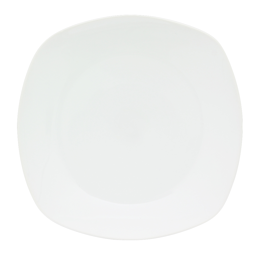 PIATTO PIANO LINEA QUADRO ZEN IN PORCELLANA BIANCO DIAM. 27CM  