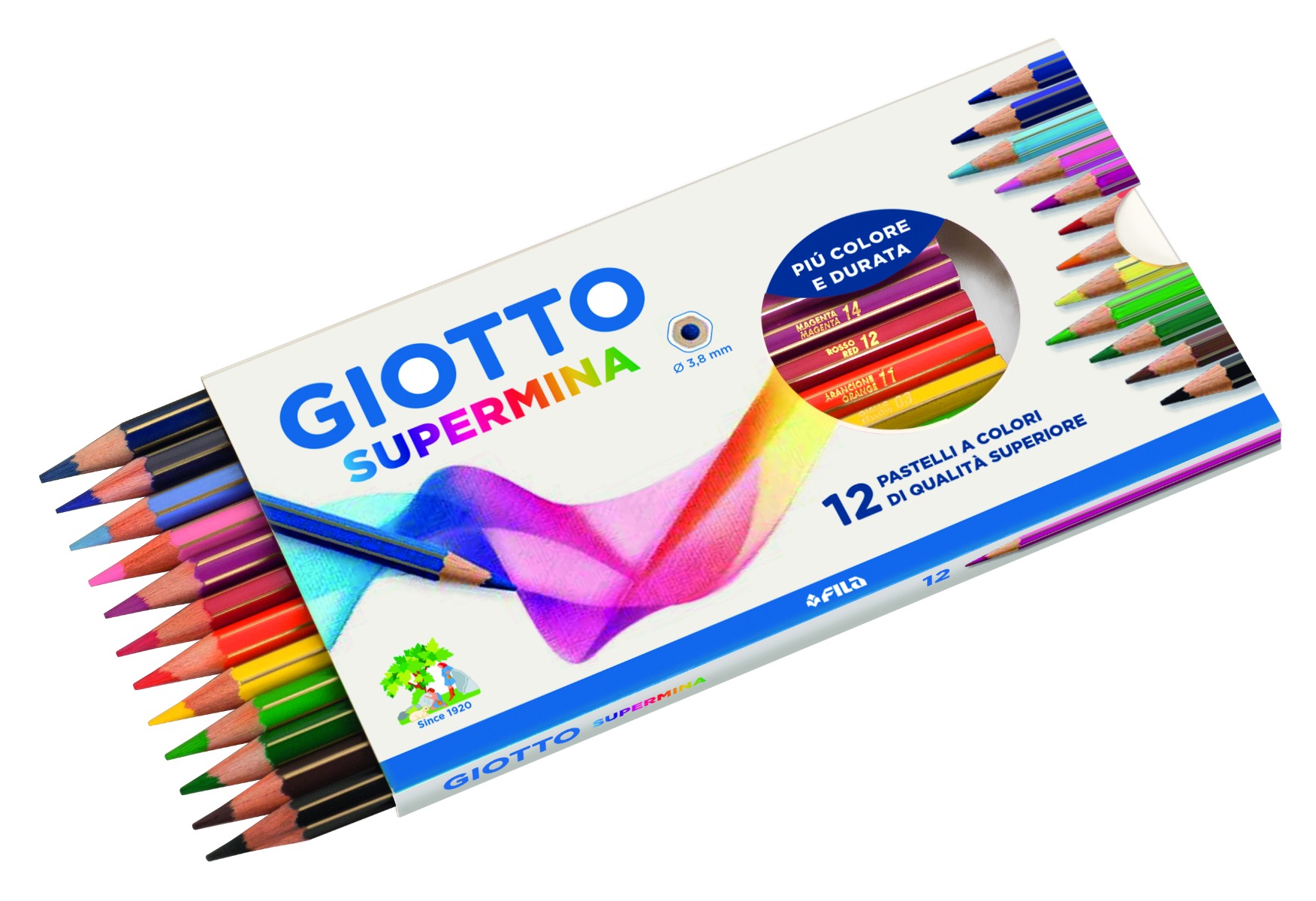 GIOTTO - ASTUCCIO GIOTTO SUPERMINA CON 12 PASTELLI COLORATI 