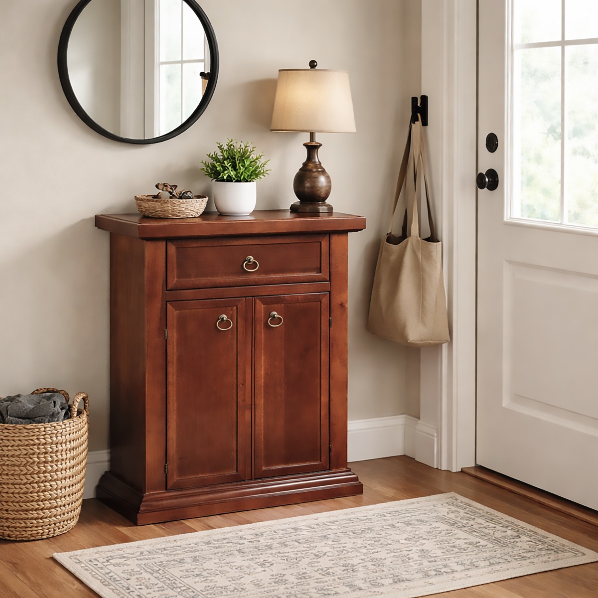 PORTATELEFONO IN LEGNO MASSELLO CM 64X32 H. 73 TINTA NOCE 