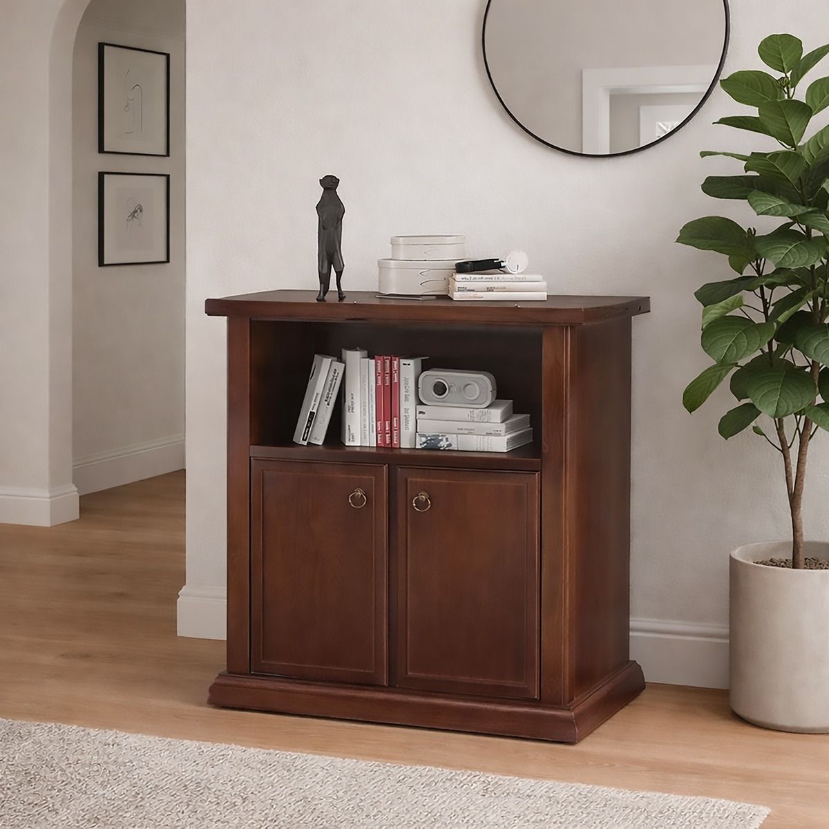 PORTA TV IN LEGNO CM 84X40 H. 80 TINTA NOCE