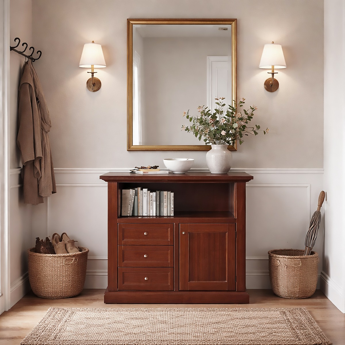 PORTA TV IN LEGNO CM 84X40 H. 75 TINTA NOCE 