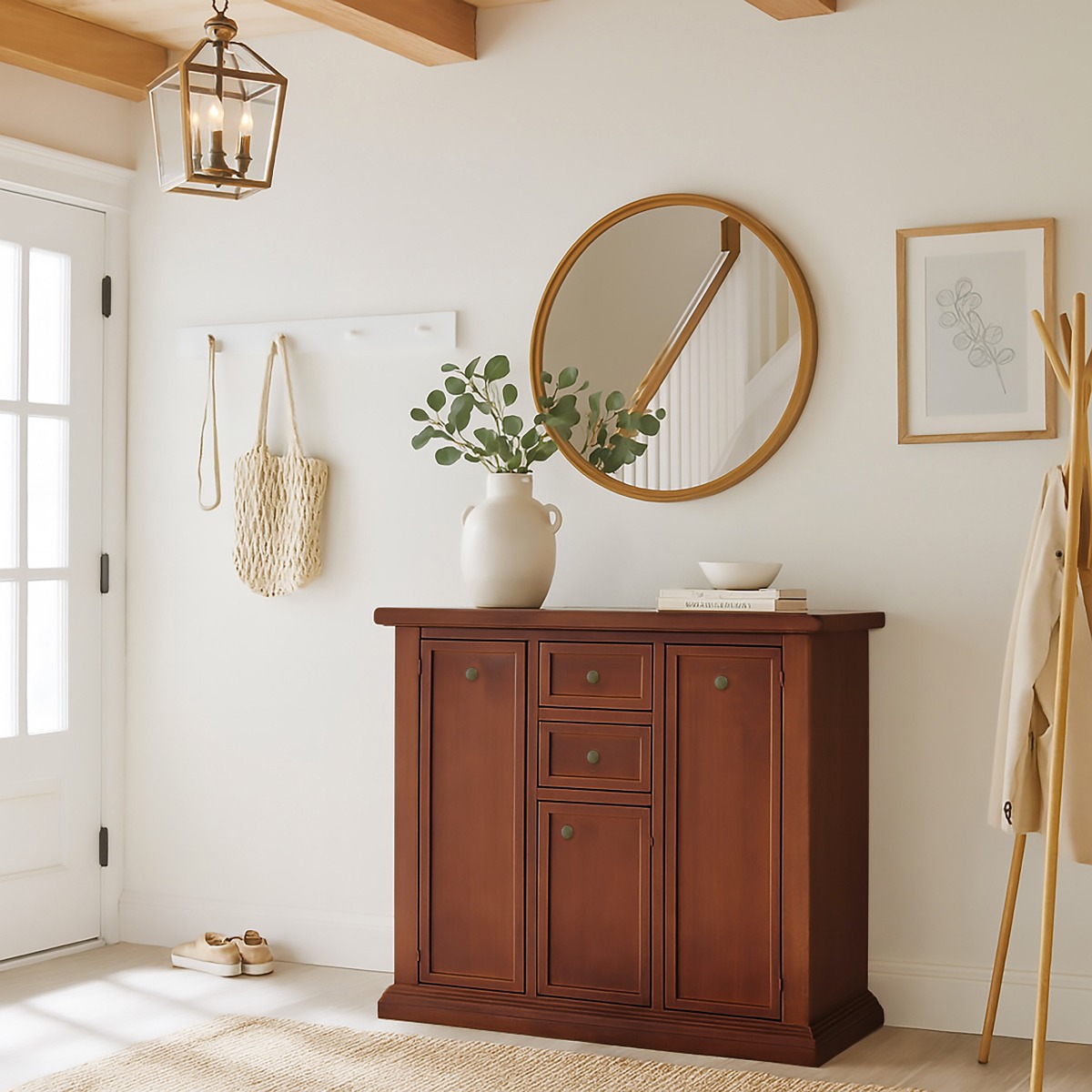 CREDENZINA IN LEGNO MASSELLO CM 100X40 H. 88 NOCE