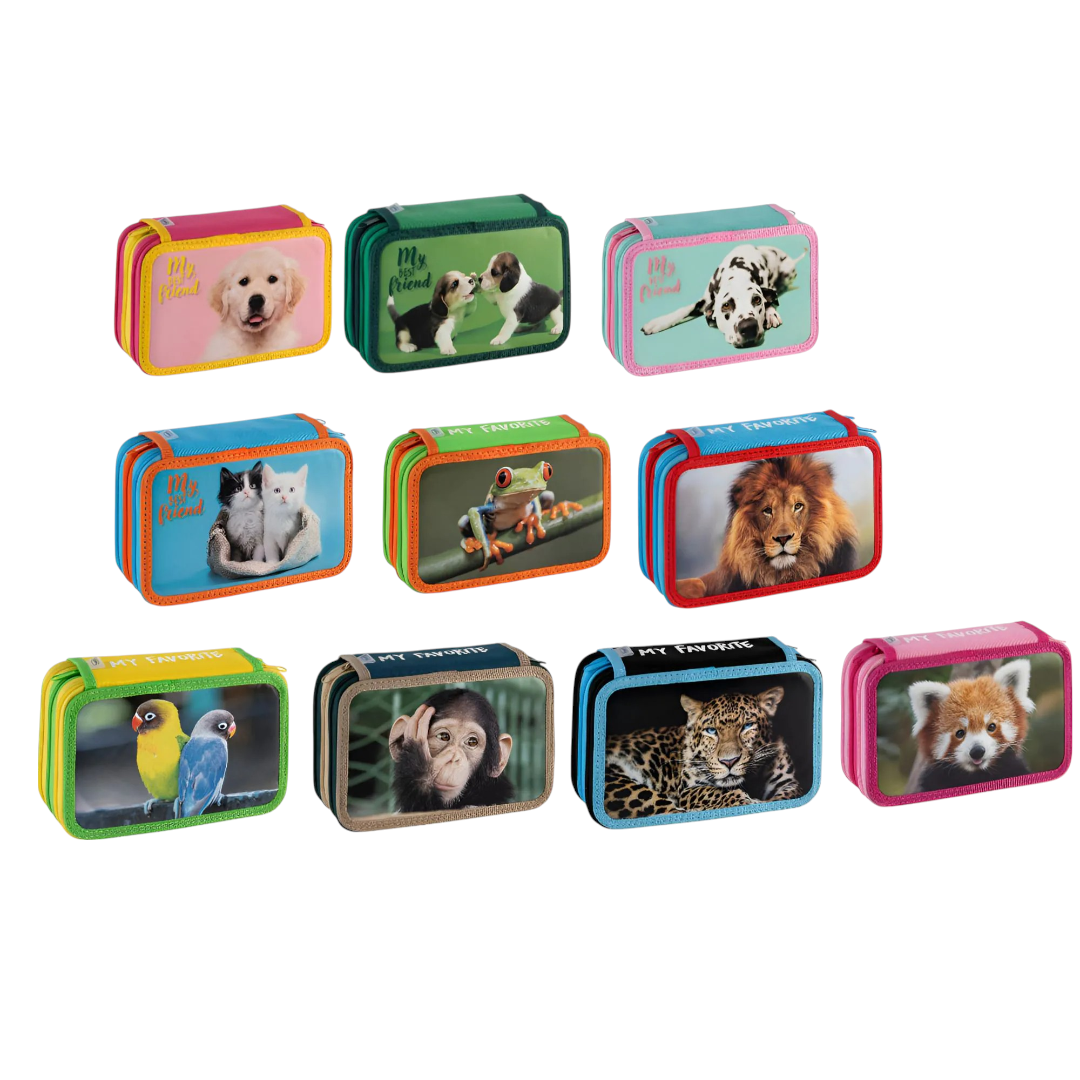 FAVORIT - ASTUCCIO 3 ZIP ANIMAL A CM 20X13 H.7.5 ASSORTITO 