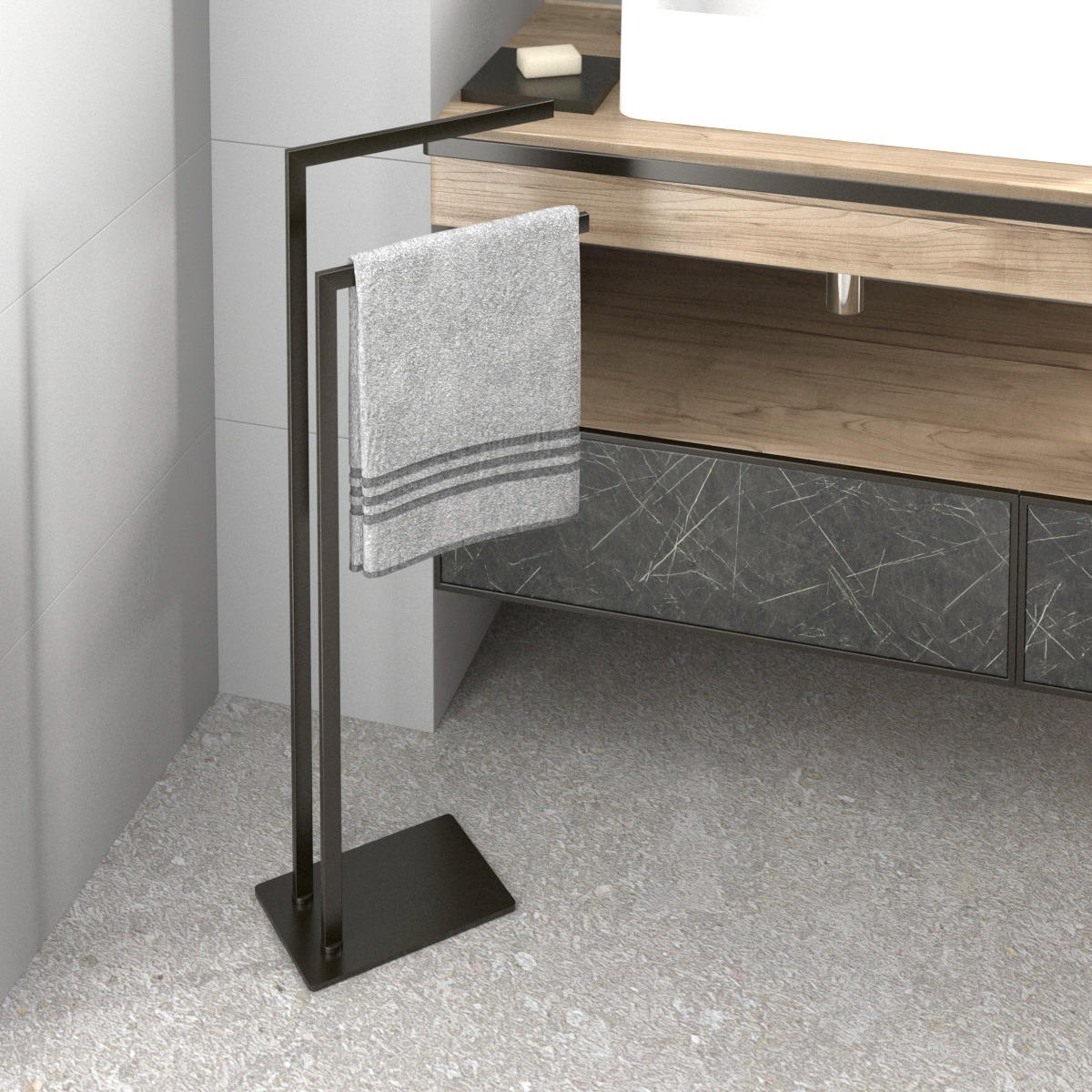 LINEA STELVIO - PIANTANA PORTA ASCIUGAMANI NERO OPACO