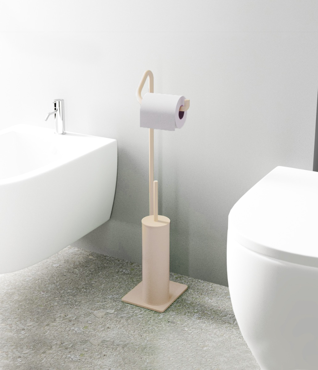 LINEA ASIAGO - PIANTANA PORTA ROTOLO E PORTA SCOPINO BEIGE