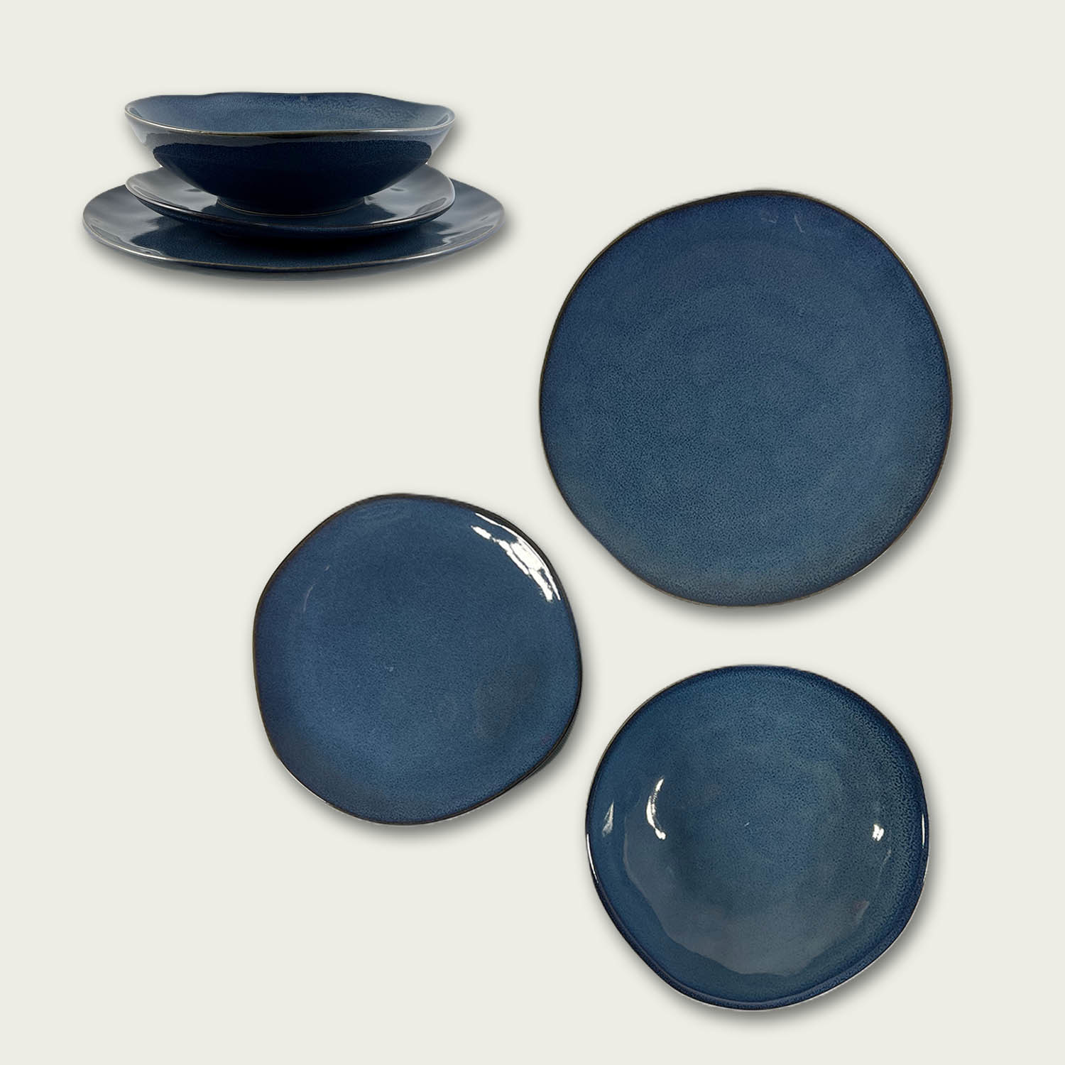 PIATTO DESSERT CERAMICA ALTERNATIVE REACTIVE DIAM. 20CM BLU