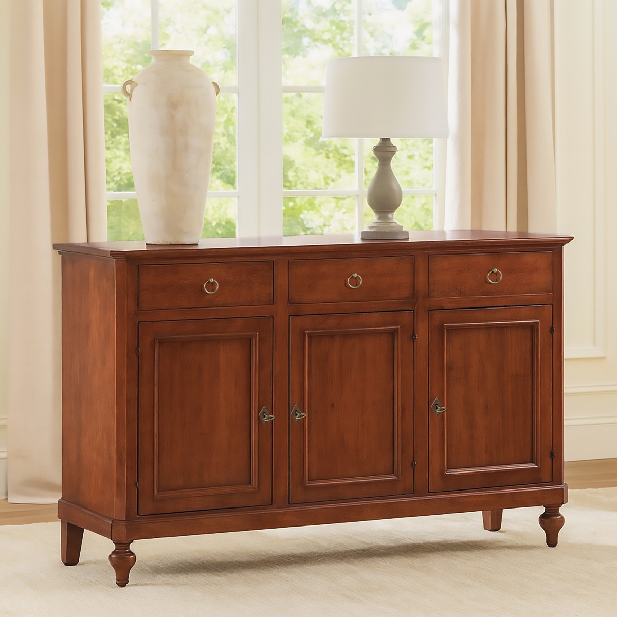 CREDENZA IN LEGNO MASSELLO CM 160X50 H. 102 TINTA NOCE 