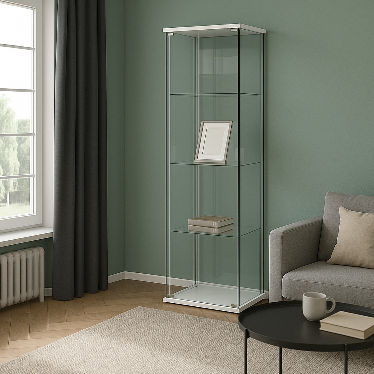 VETRINA 1 ANTA CM 42.5X36.5 H. 161 BIANCA IN VETRO TEMPERATO 