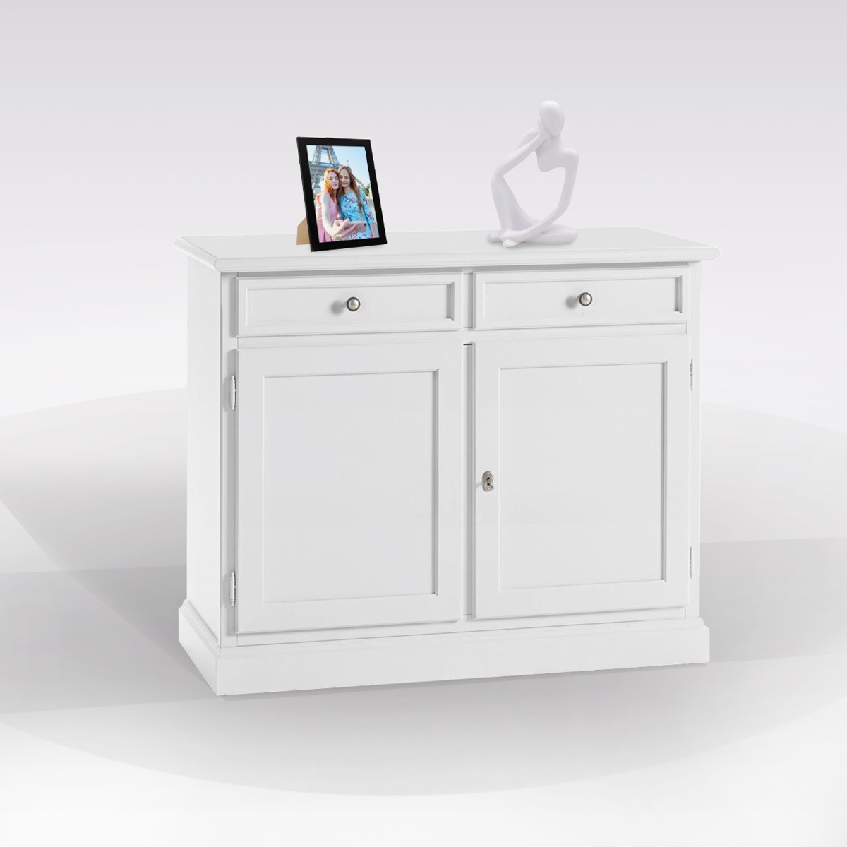 CREDENZA IN LEGNO MASSELLO CM 106X42 H. 86 LACCATO BIANCO