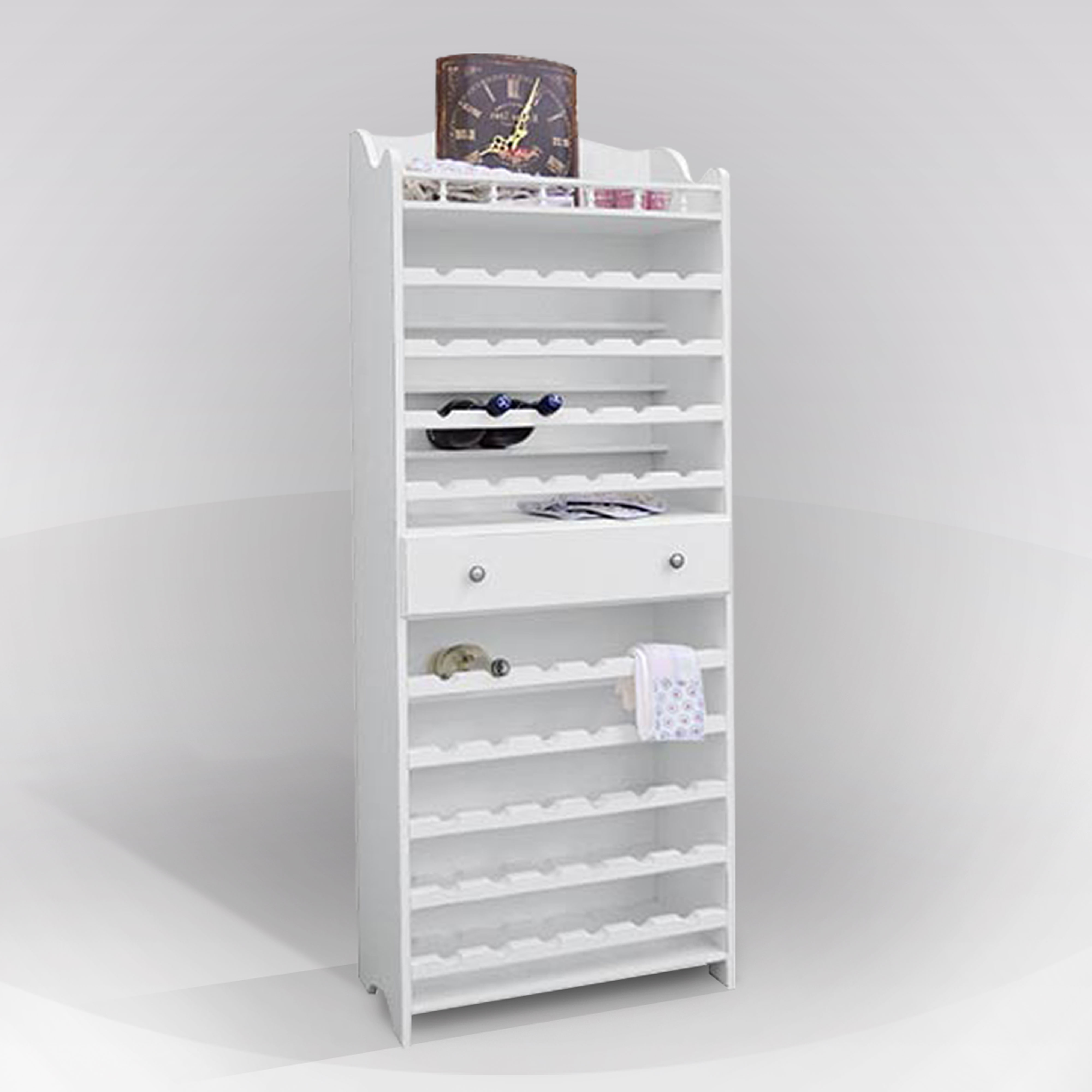 PORTA BOTTIGLIE IN LEGNO MASSELLO CM 70X30 H. 174 LACCATO BIANCO